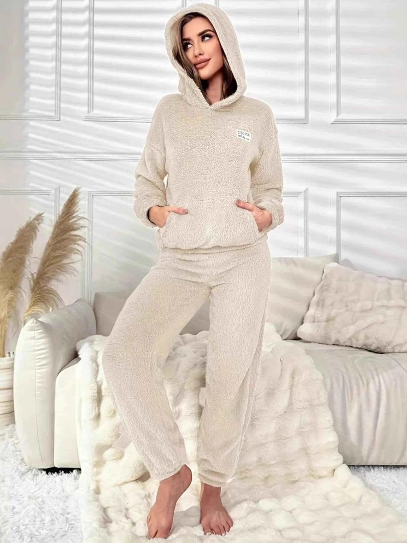 Kangaroo Pocket Long Sleeve Hoodie and Pants Lounge Set Beige 2df3c825878d4e33978e7153ca053b1a-Max-Origin