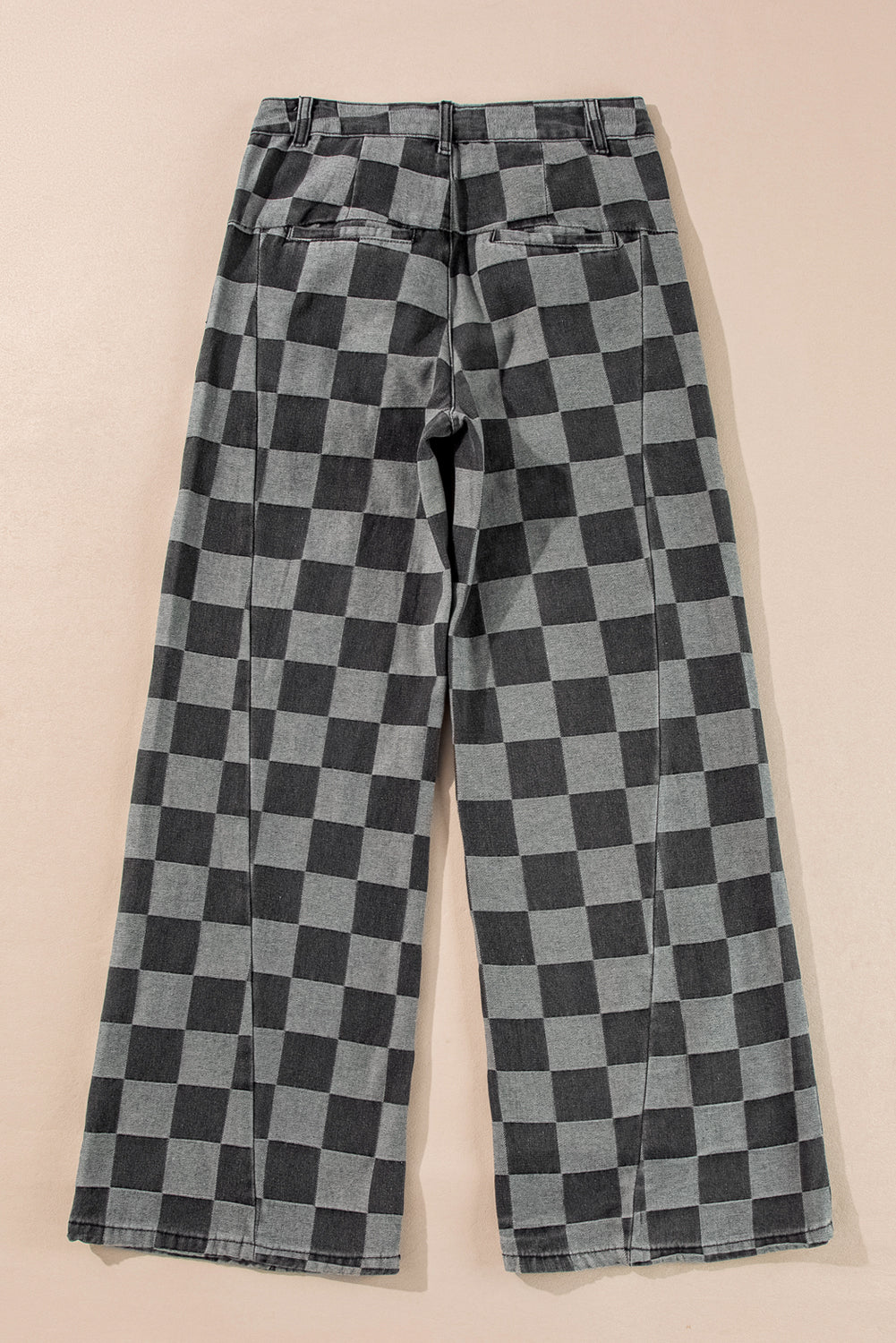 Dusk Blue Checkered Light Washed Wide Leg Jeans 2e43279ebd10b459