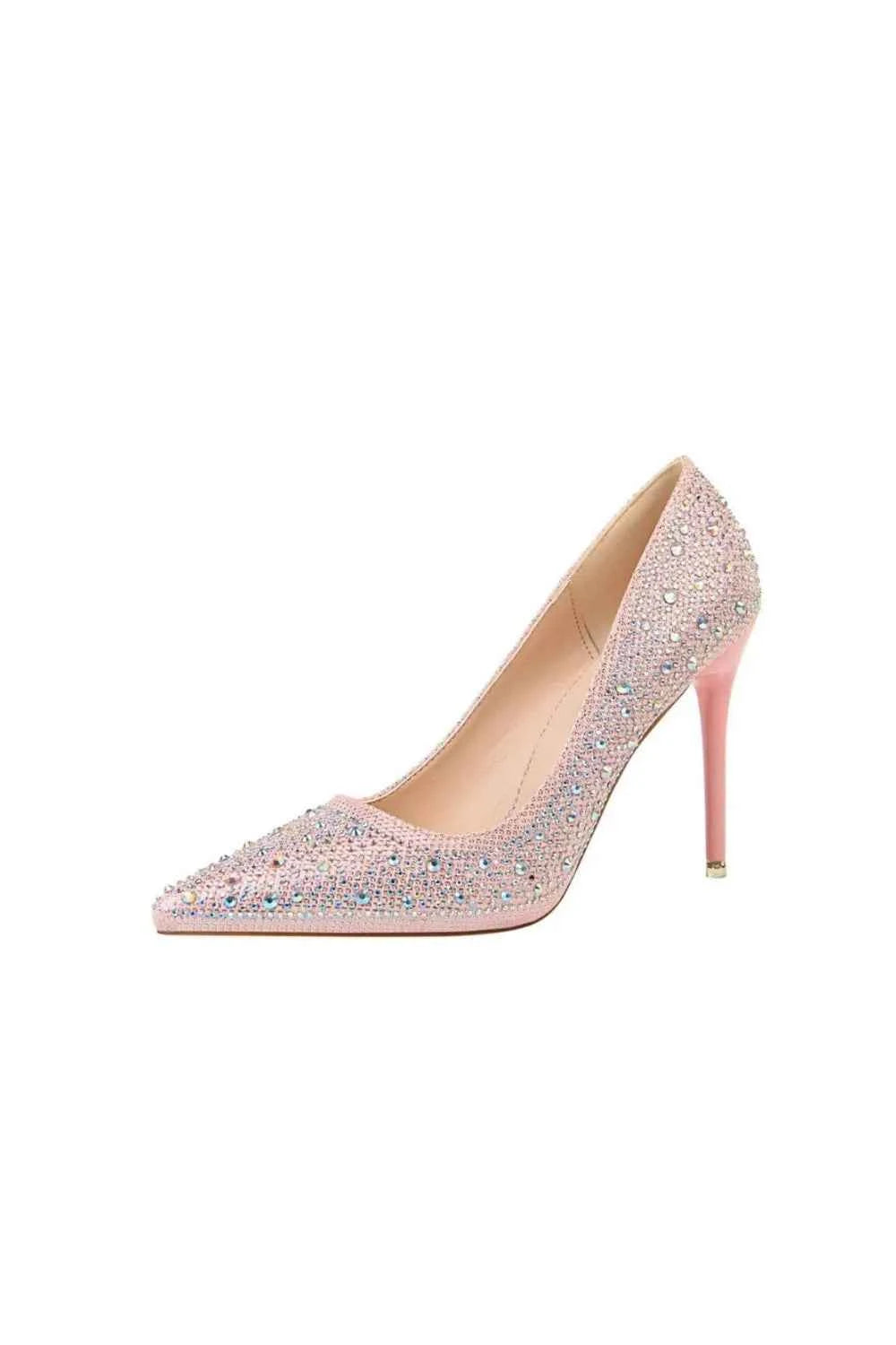 Point Toe Rhinestone Decor Stiletto Pumps Pink 2e49b2ff-2e18-4cc8-a88d-ce2d3c6bd140-Max