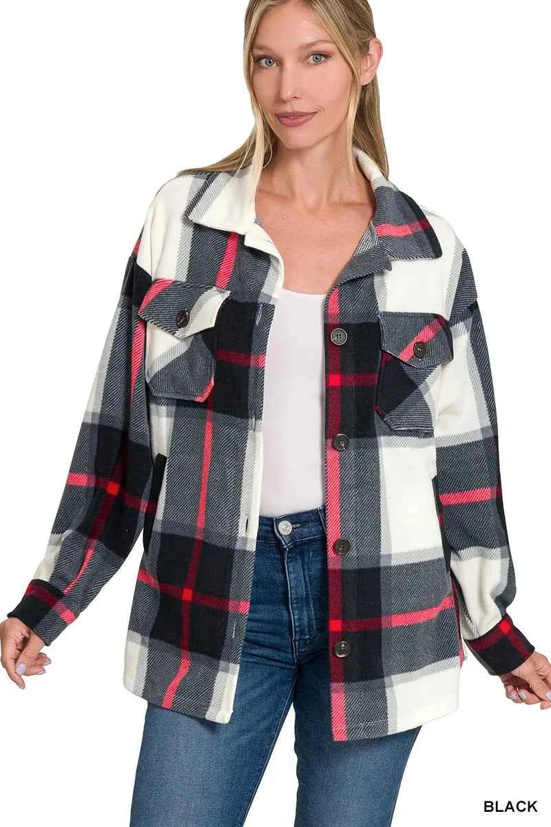 Zenana Oversized Plaid Fleece Shacket 2e4fabfd538b4fb69f9ab5fa7ccf2348-Max-Origin
