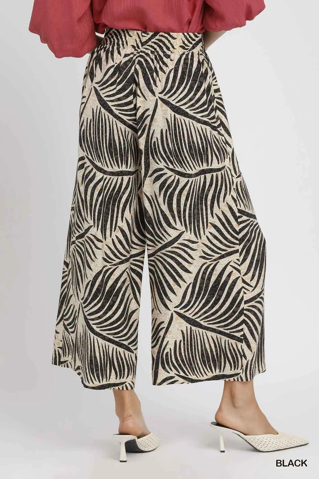 Umgee Palm Leaf Print Wide Leg Culotte Pants 2e5a27e7-2ef4-4311-af0e-16849fcf9d60-Max-Origin