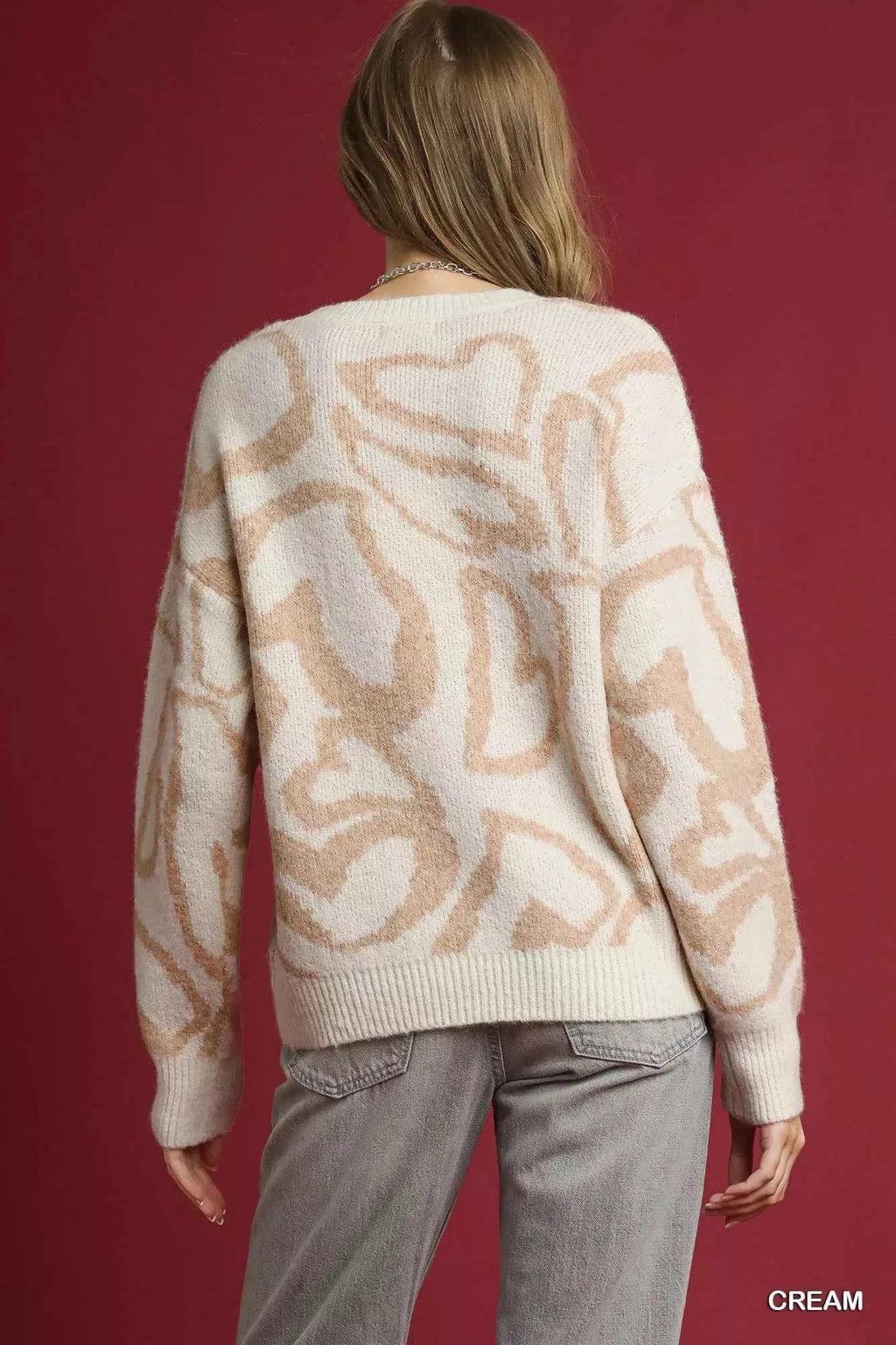 Umgee Heart Print Crew Neck Sweater 2e5f7c9a-5b5e-4358-920d-f5c55b449f9d-Max-Origin