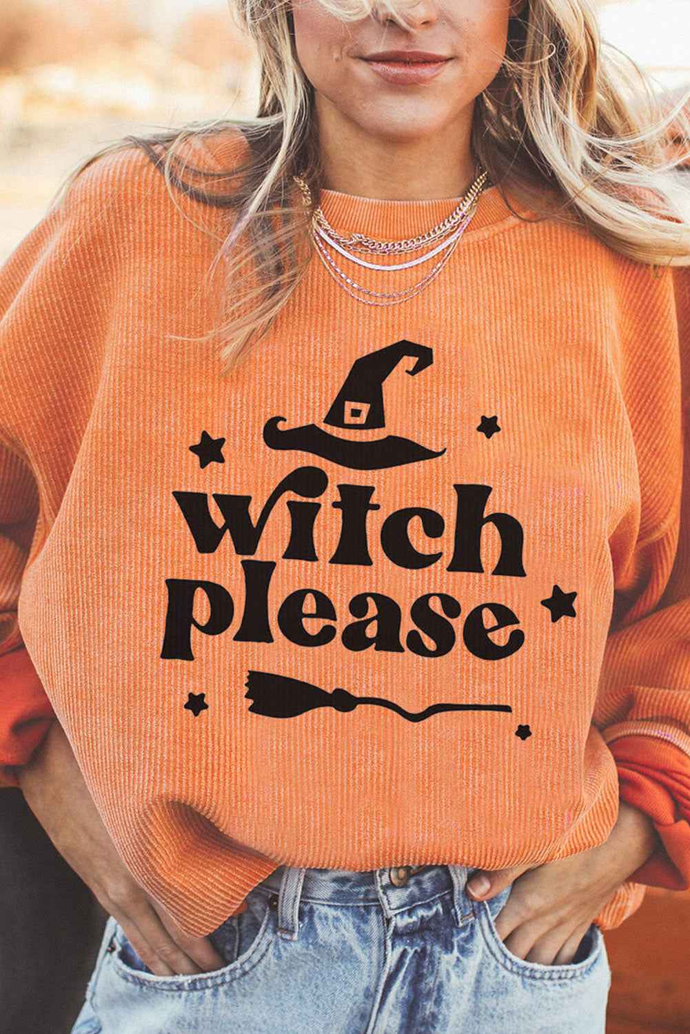 WITCH PLEASE Graphic Dropped Shoulder Sweatshirt 2e9676a68b304e0d96e275541b37877a-Max
