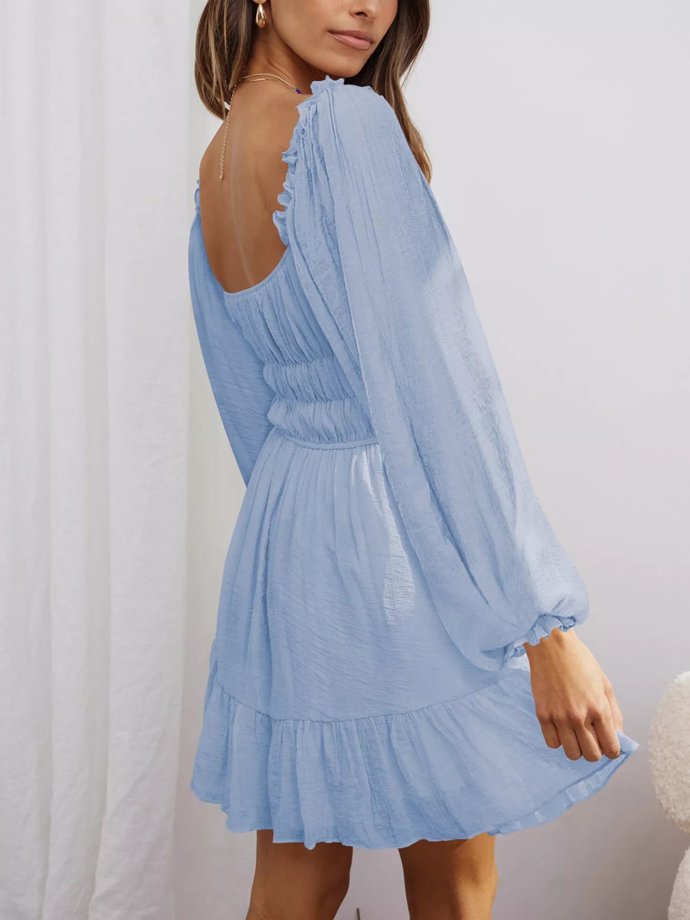 Ruffled Hem Balloon Sleeve Dress 2ec8a3c0b32a4330a423b9b7aa1b1d82-Max-Origin