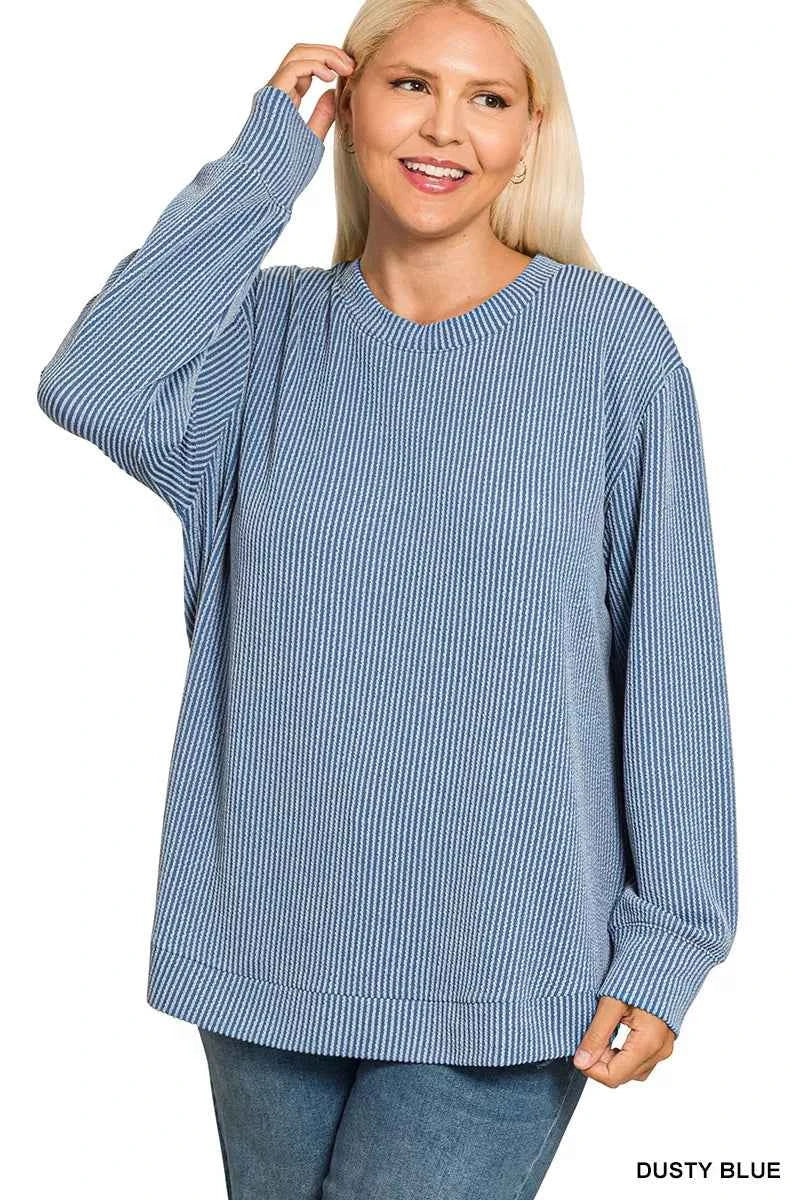 Zenana Full Size Raised Rib Round Neck Long Sleeve Top Plus Size 2ed9ee95-e3be-4c4e-b7c0-d367e967e511-Max-Origin