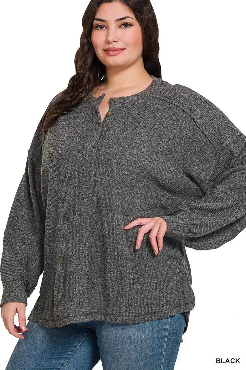 Zenana Full Size Ribbed Brushed Hacci Melange Henley Sweater Plus Size 2edb2723-3690-4da2-9abf-5a63173ab225-Max-Origin