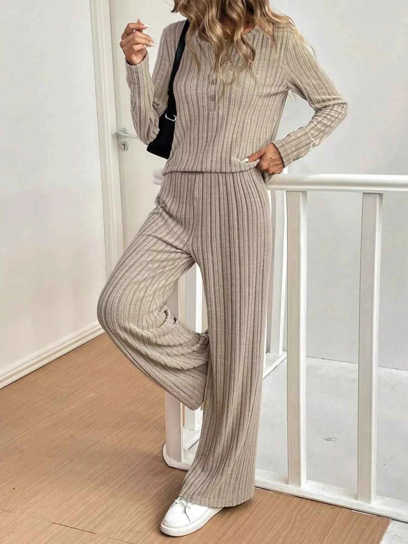 Button Detail Long Sleeve Top and Pants Set 2ee39106ed5b40eda0d4eaf0c15b6218-Max-Origin