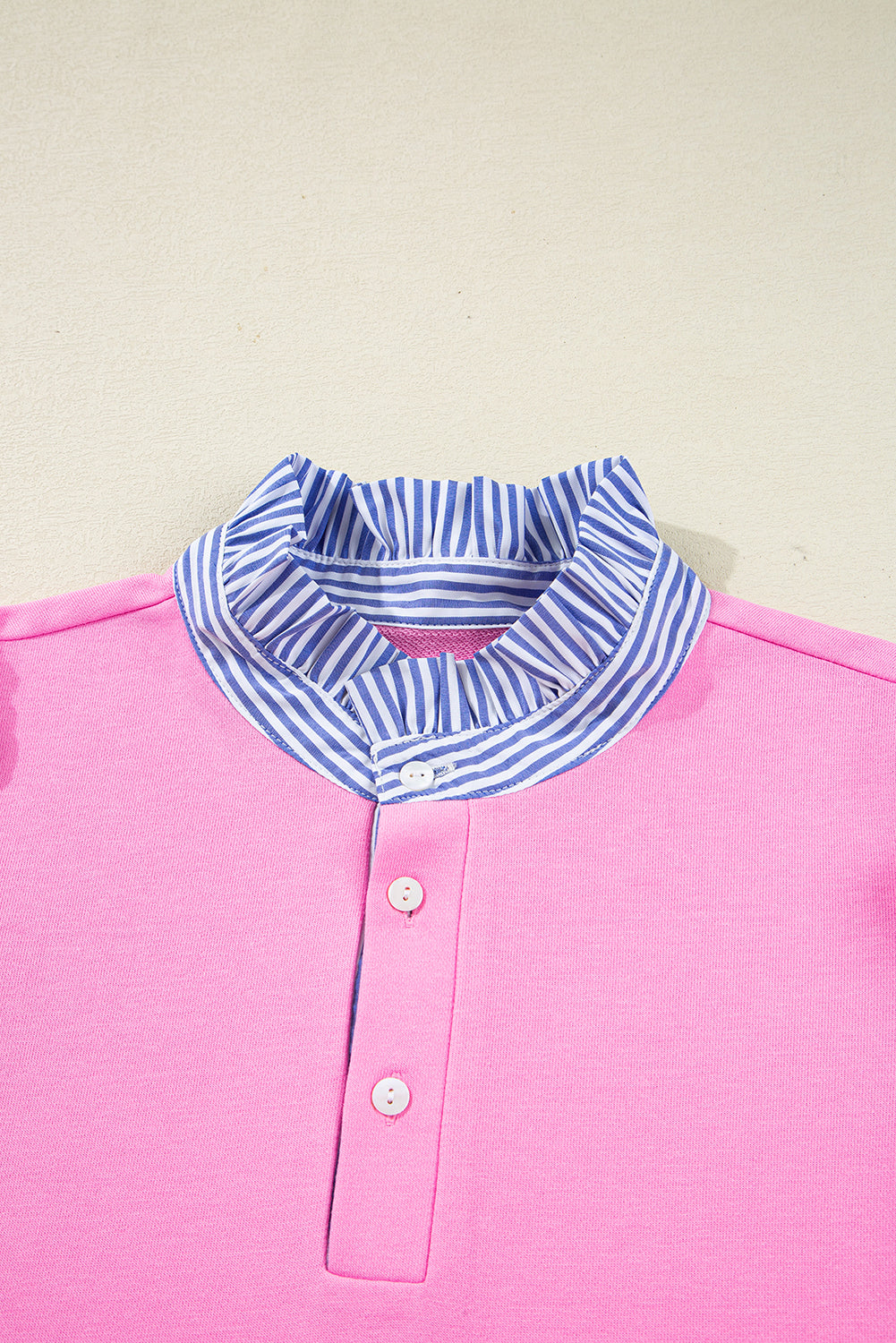 Pink Striped Collar Long Sleeve Ruffle Hem Dress 2eed140c83a5f149