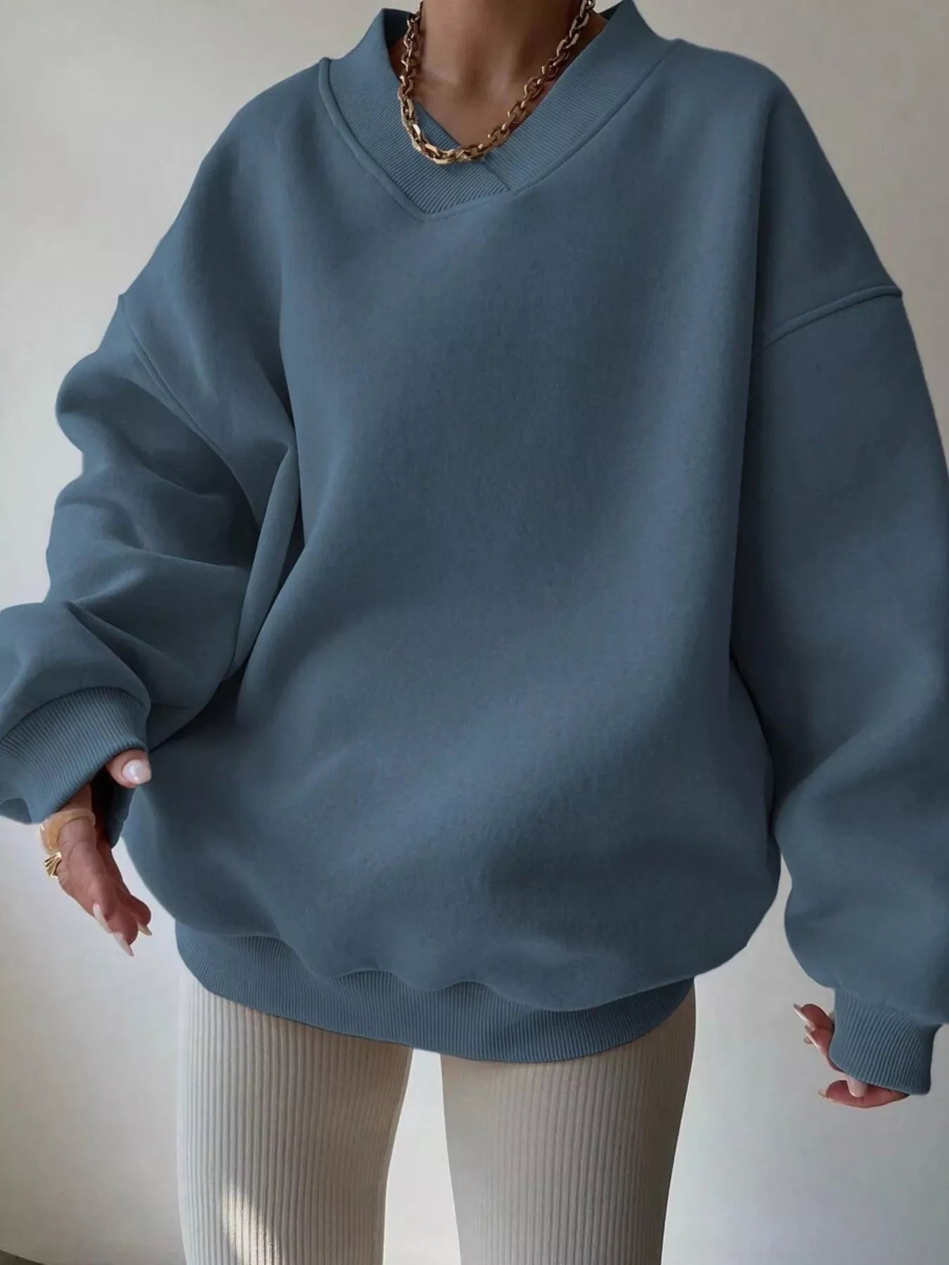 Dropped Shoulder Long Sleeve Oversized Sweatshirt Dark Blue 2f51d66b48b84e788986e769c0cbb175-Max-Origin