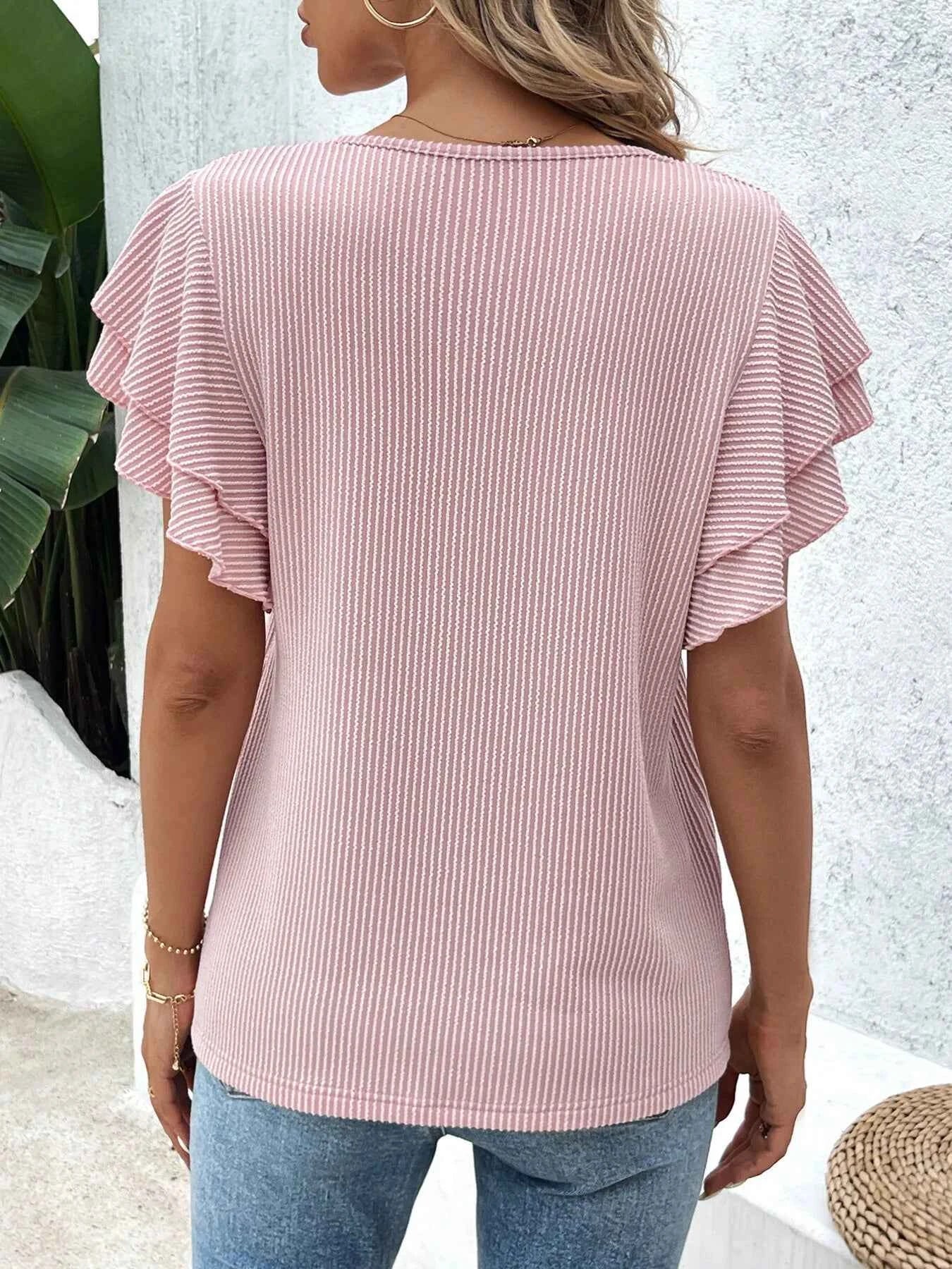 Ribbed Flutter Sleeve T-Shirt 2f5fe72d3ba34d8485bca5a5b33cd4b8-Max-Origin