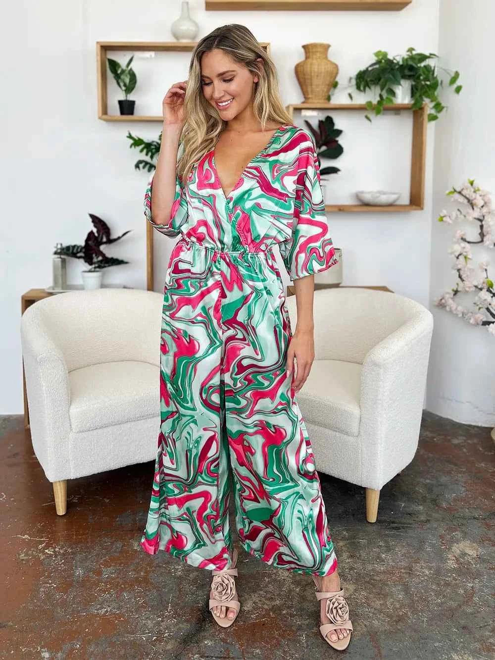 Double Take Full Size Half Sleeve Wide Leg Jumpsuit 2f8e55e2-004f-4640-a1ae-6252e5533433-Max