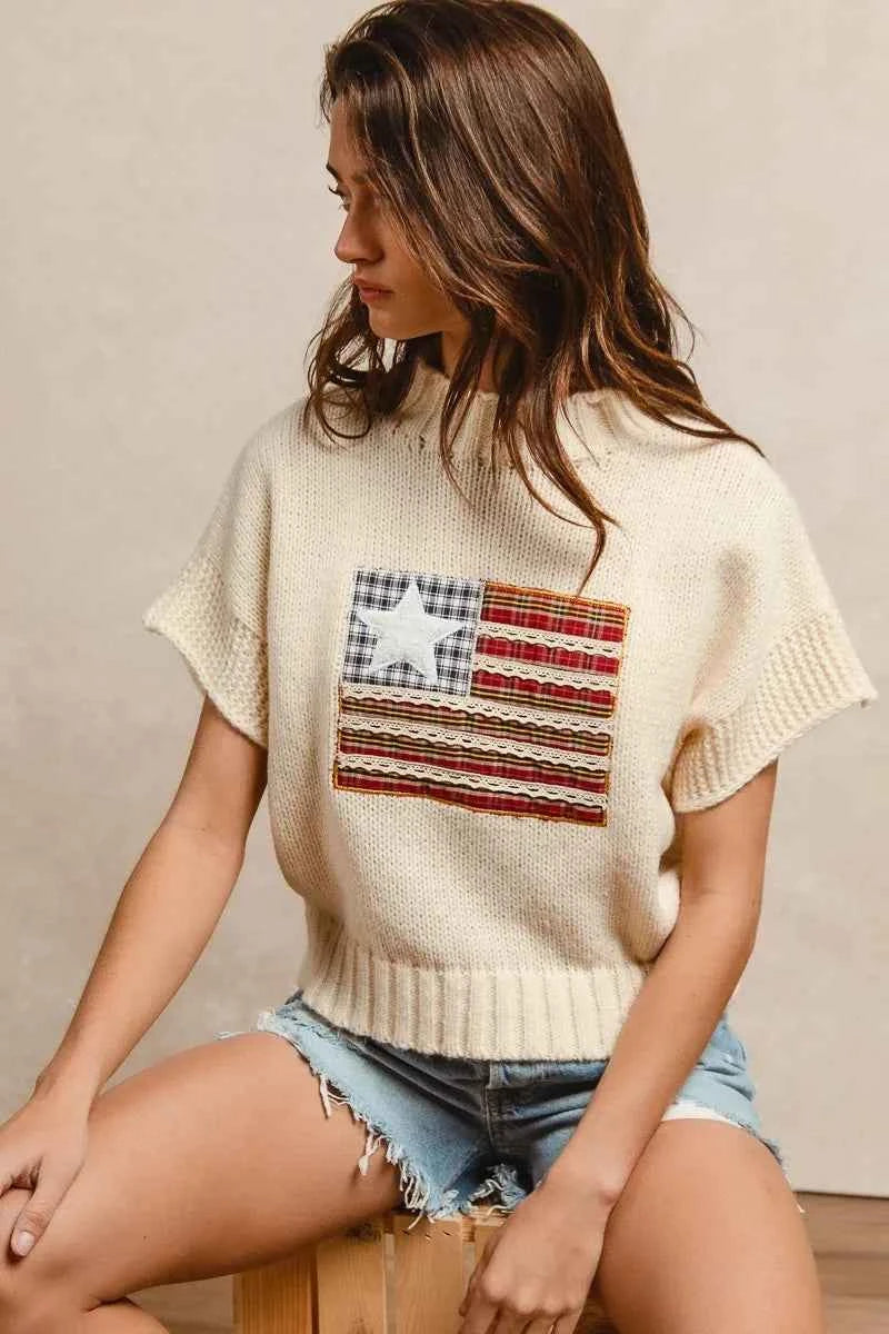 BiBi American Flag Patchwork Drop Shoulder Sweater 2f9c772e1c9f4a53996fe7be18e02f31-Max-Origin