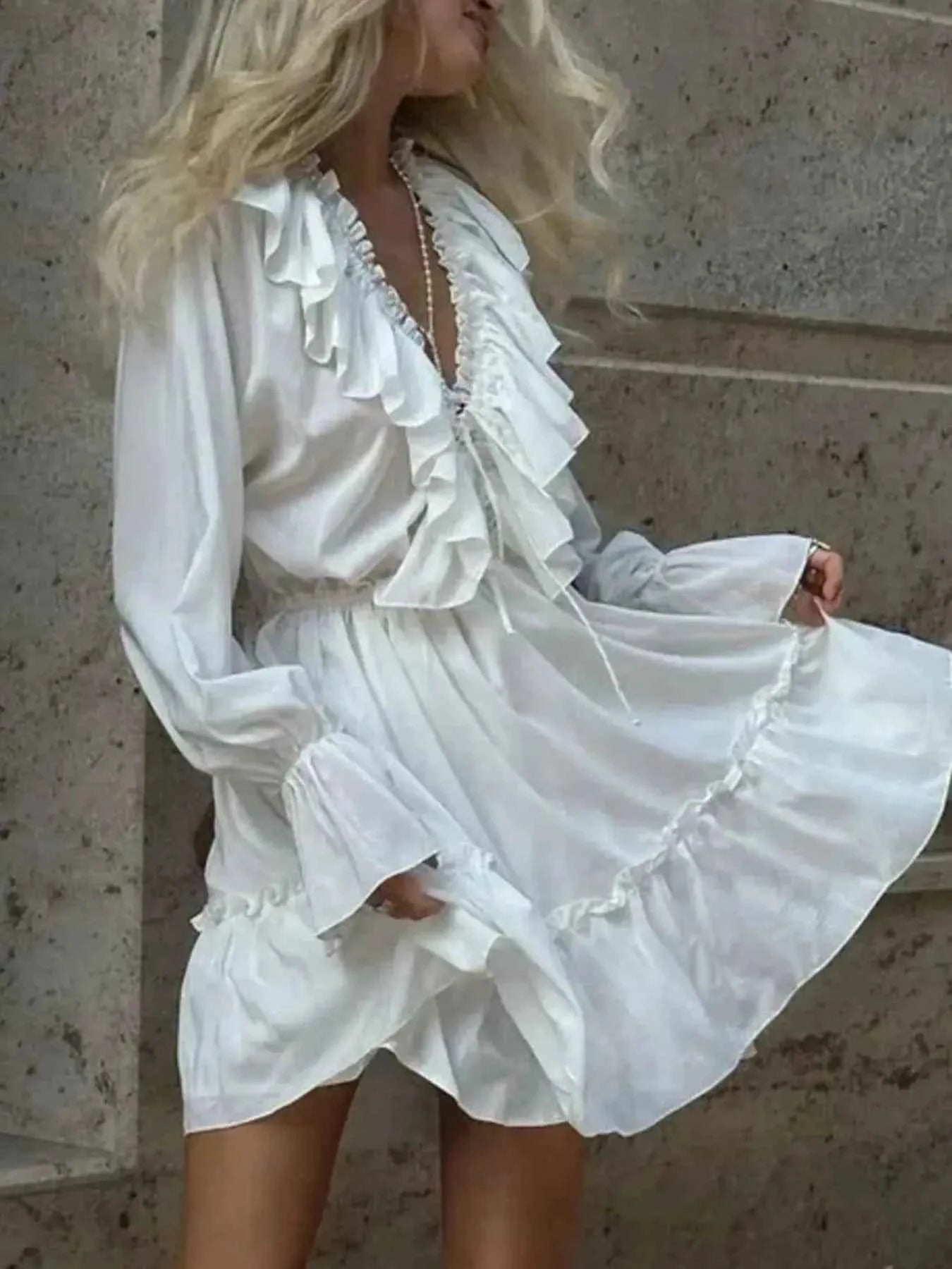 Ruffle Flounce Sleeve Mini Dress 2fb1de91-1e94-4366-88b5-7ddbb020bc33-Max-Origin