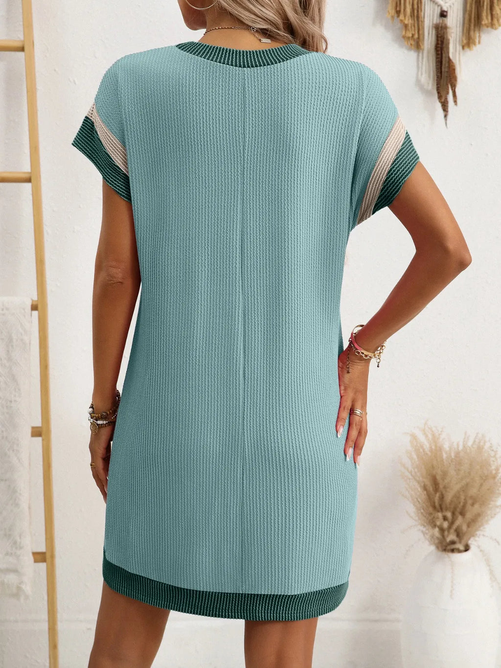 Round Neck Short Sleeve Mini Dress 2ff78005-4737-43e3-b004-e706127a3df7-Max-Origin