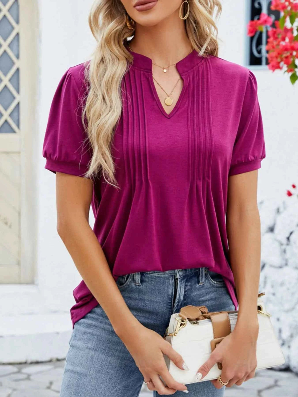 Notched Short Sleeve T-Shirt 301f162d-c994-4b71-a934-6784aa35cbb7-Max-Origin