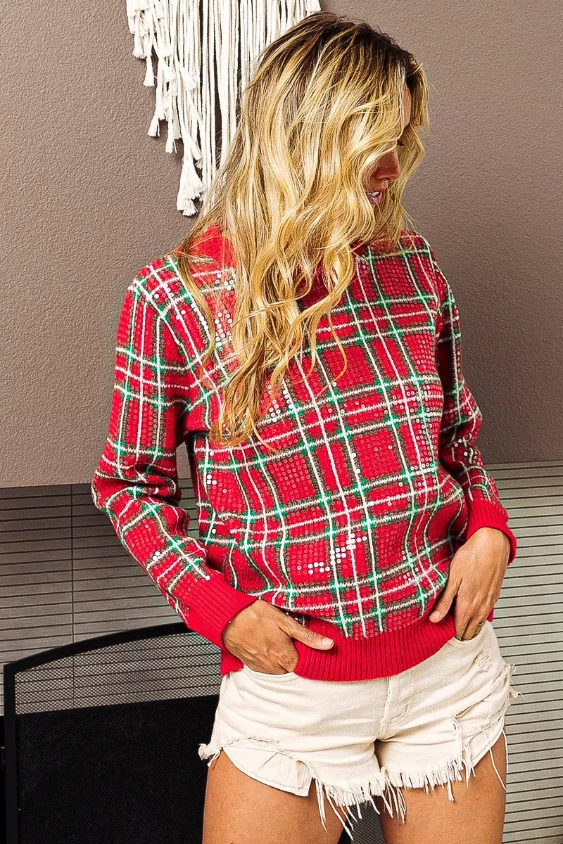BiBi Clear Sequin Plaid Sweater 3024f99a38124a2dbb4c76a13476e03c-Max-Origin