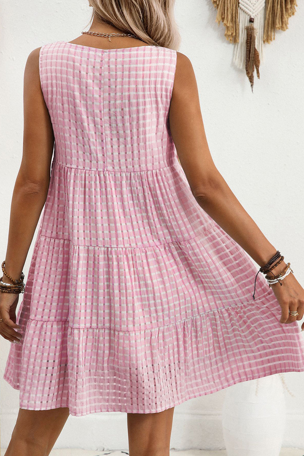 White Gingham High Waist Sleeveless Mini Dress 304972d7a68e32b1
