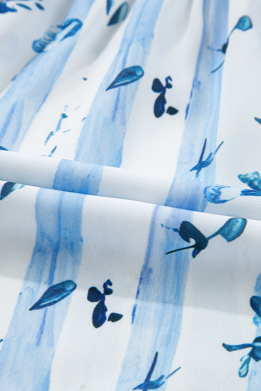 Sky Blue Floral Smocked A-Line Tie Straps Maxi Dress 30696f67873e480b