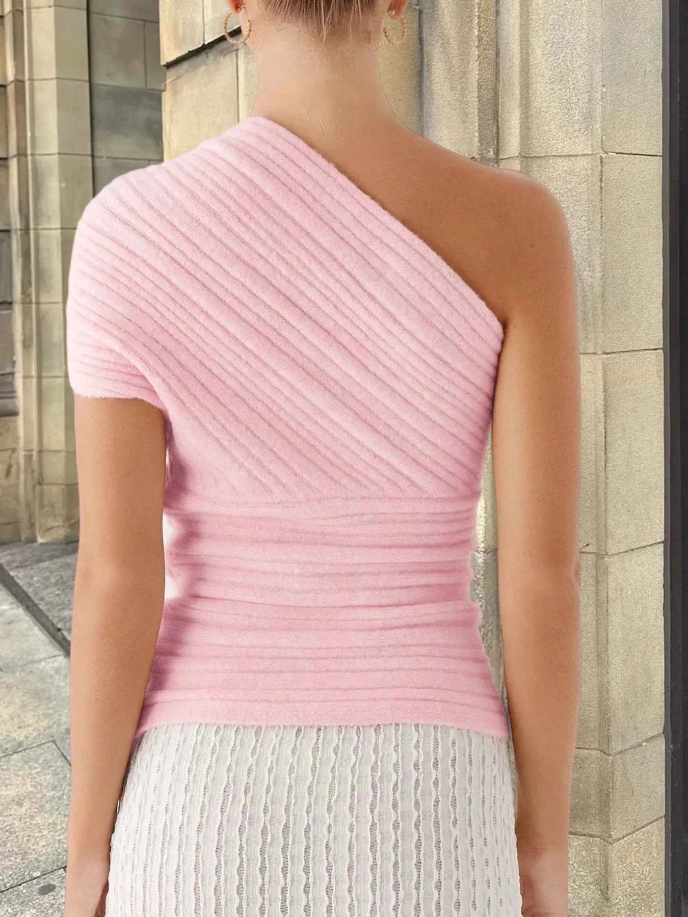 One Shoulder Ribbed Sweater 30b1653b292c4060ac01ddccc37f8f7e-Max-Origin