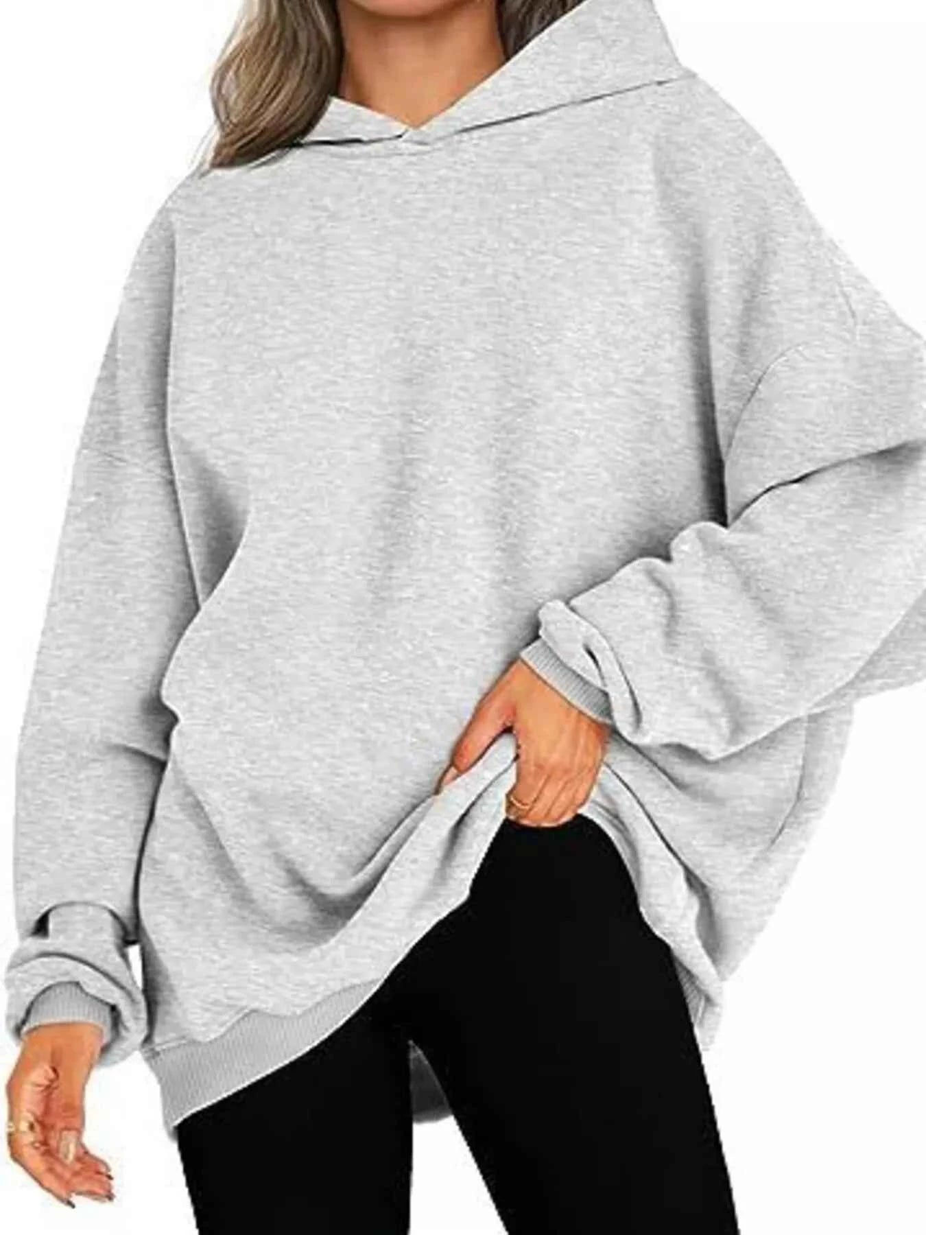 Drop Shoulder Long Sleeve Hoodie Gray 310a16ed3da340b89b434da682bee699-Max-Origin