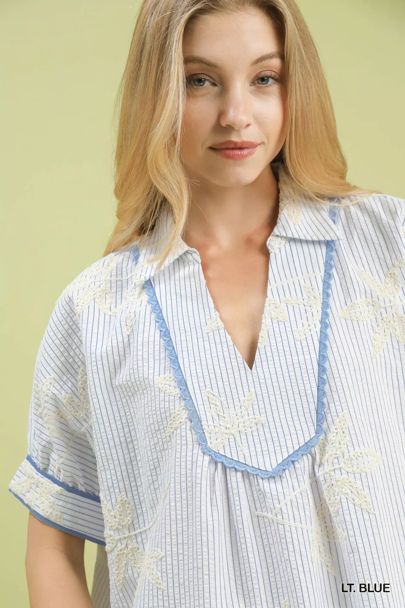 Umgee Striped Embroidered Blouse with Scallop Trim 310f4b7c-20fa-4881-884e-3243ca8e46d5-Max-Origin