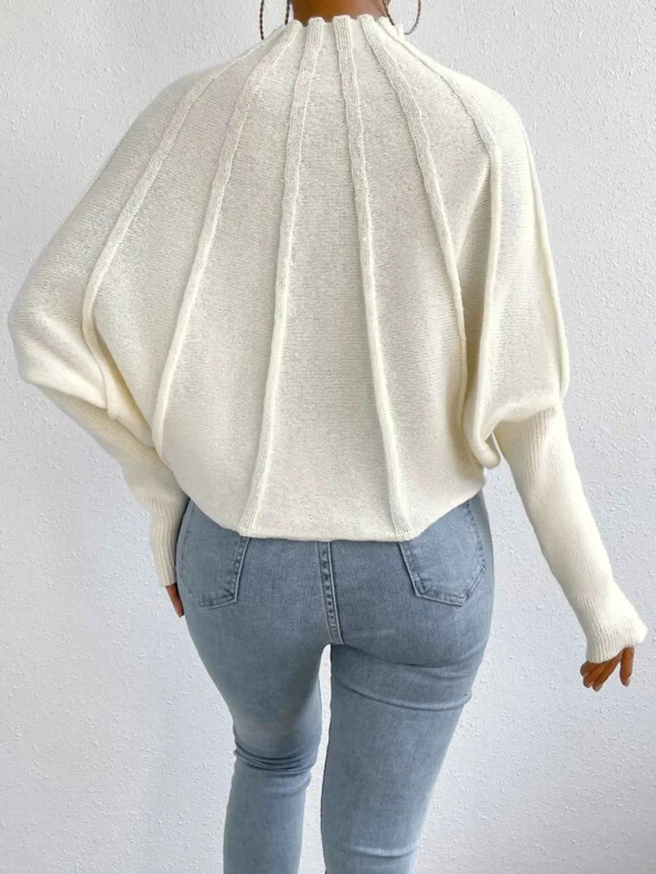 Mock Neck Ribbed Long Sleeve Sweater 3124b629da674eeab21ebb69ac4063e3-Max-Origin