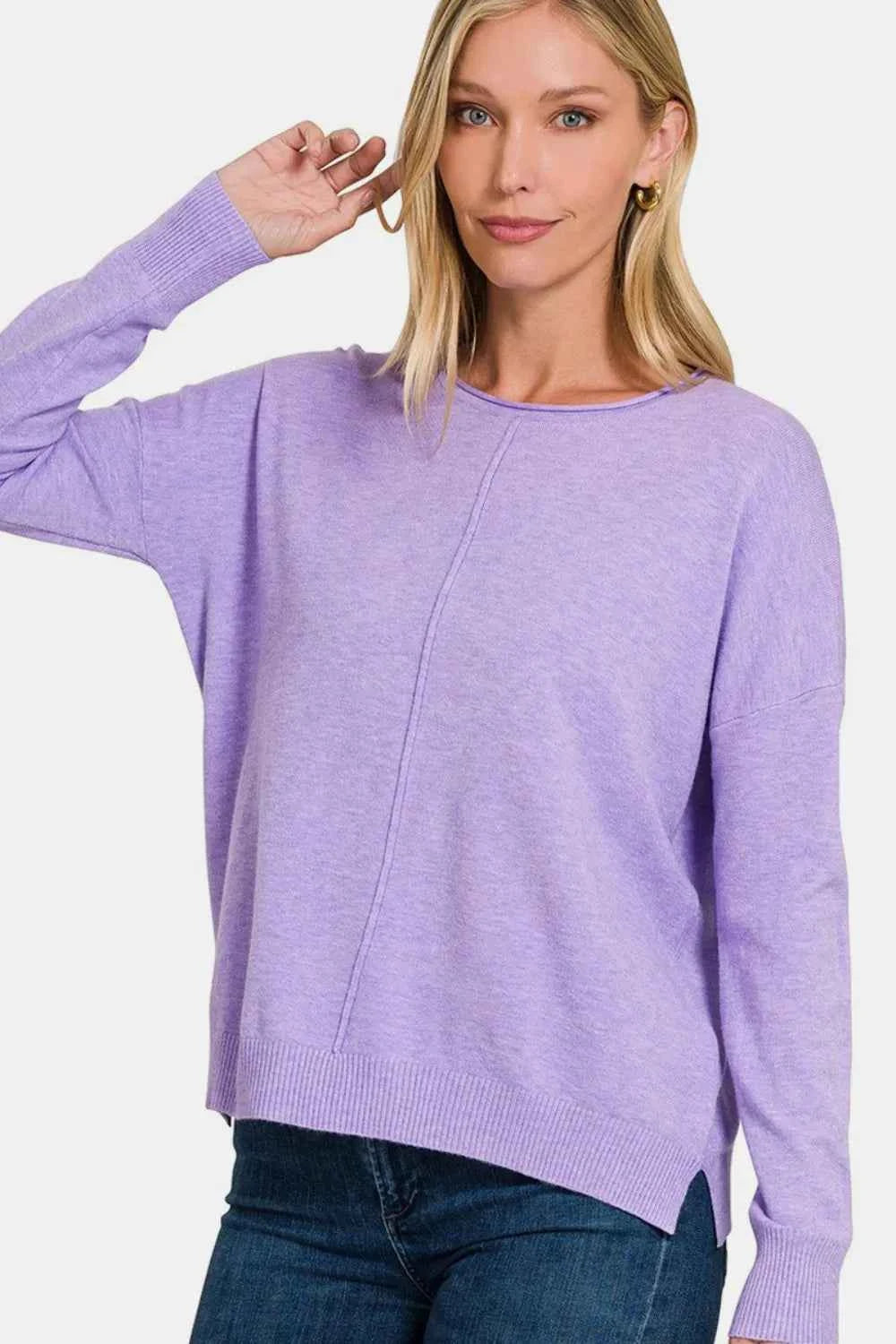 Zenana Front Seam Round Neck Sweater 3158f62e-da8f-4e57-aa5b-bac080bd5a30-Max