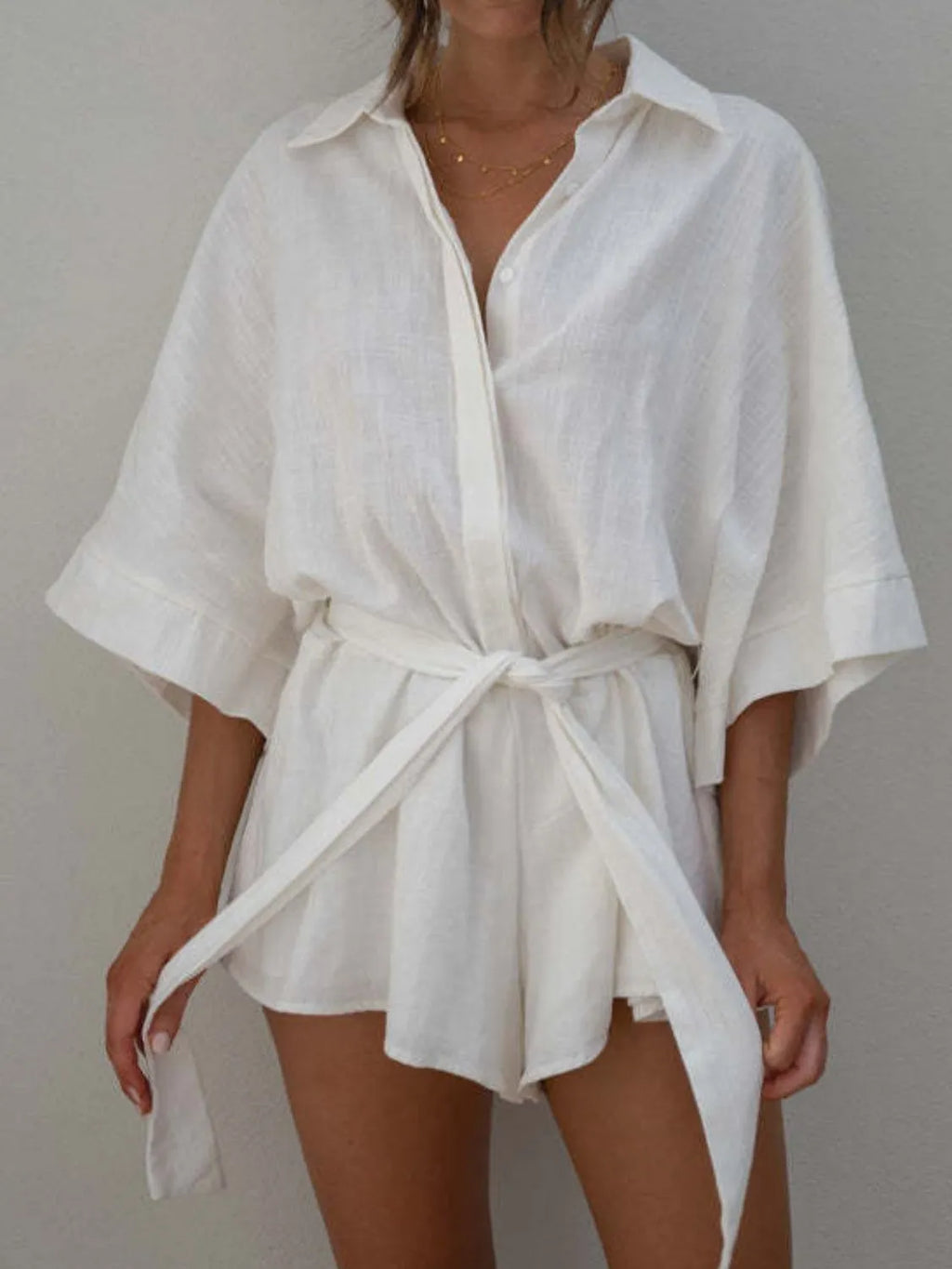 Collared Neck Half Sleeve Romper 3187cc3b-30a2-485f-876b-0cc4b4020301-Max-Origin