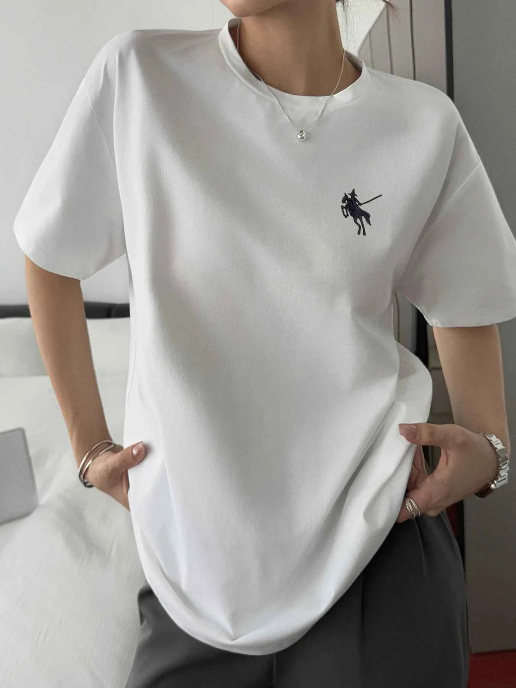 Round Neck Short Sleeve T-Shirt Ivory 31b4d5dfe59e4540bb37d630931423aa-Max-Origin