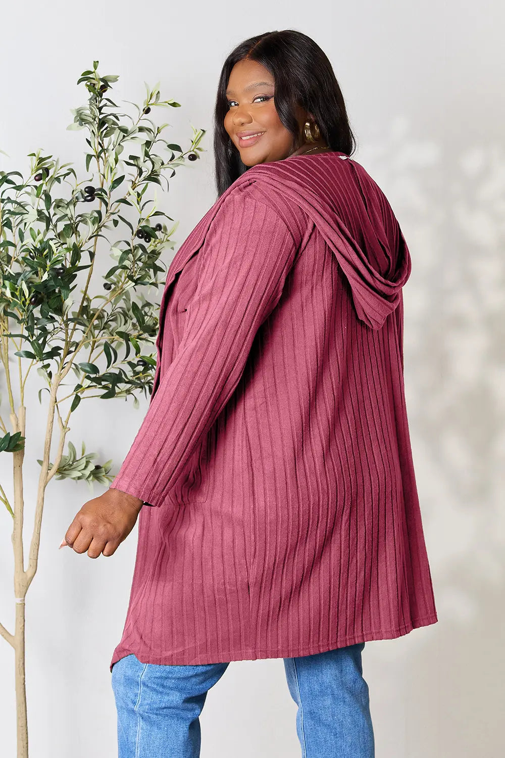 Basic Bae Full Size Hooded Sweater Cardigan 31b61c7779624021af83c14c91047058-Max