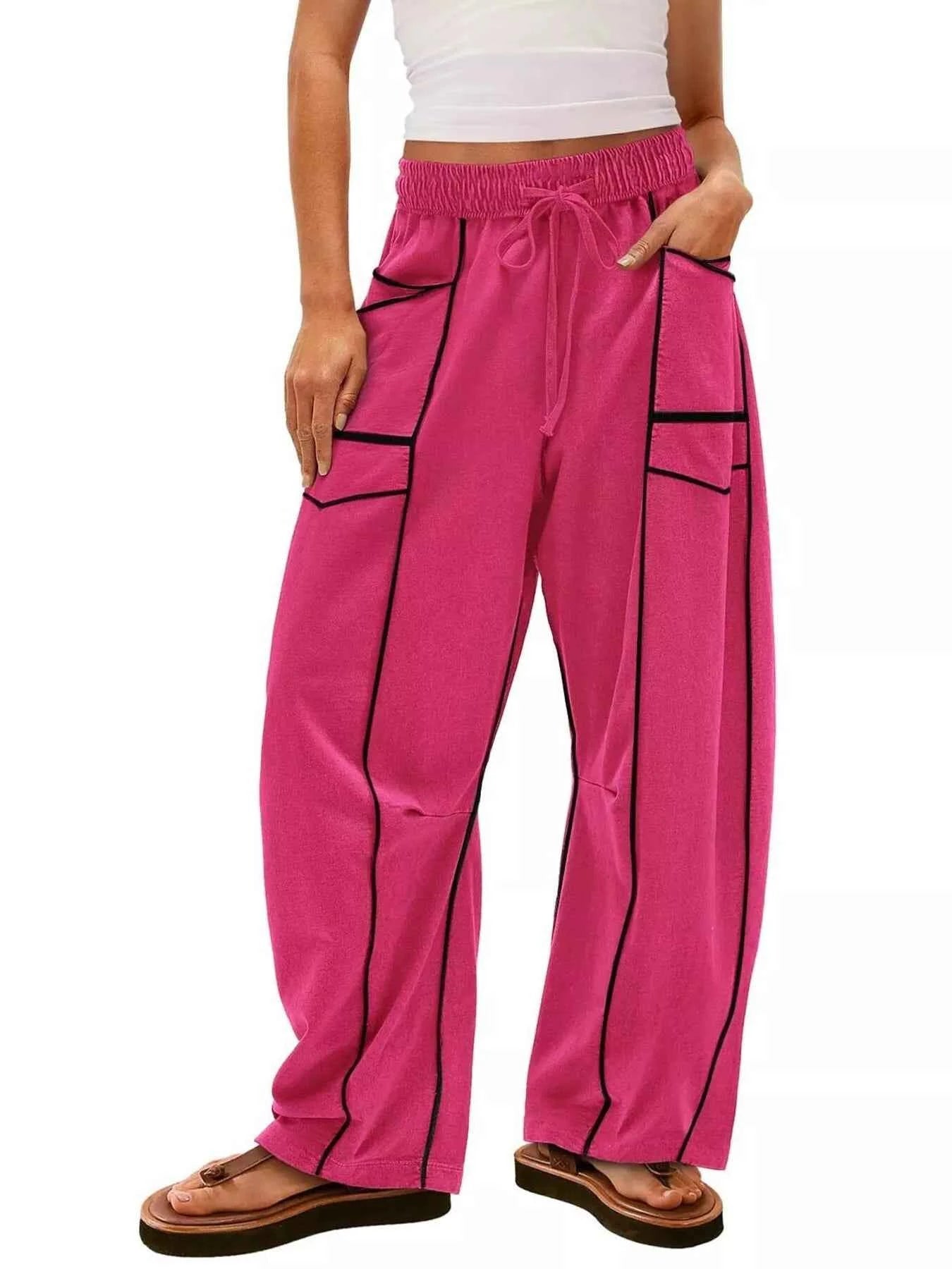 Drawstring Wide Leg Pants Hot Pink 31be68f6fd07410f91620943dc9d4729-Max-Origin