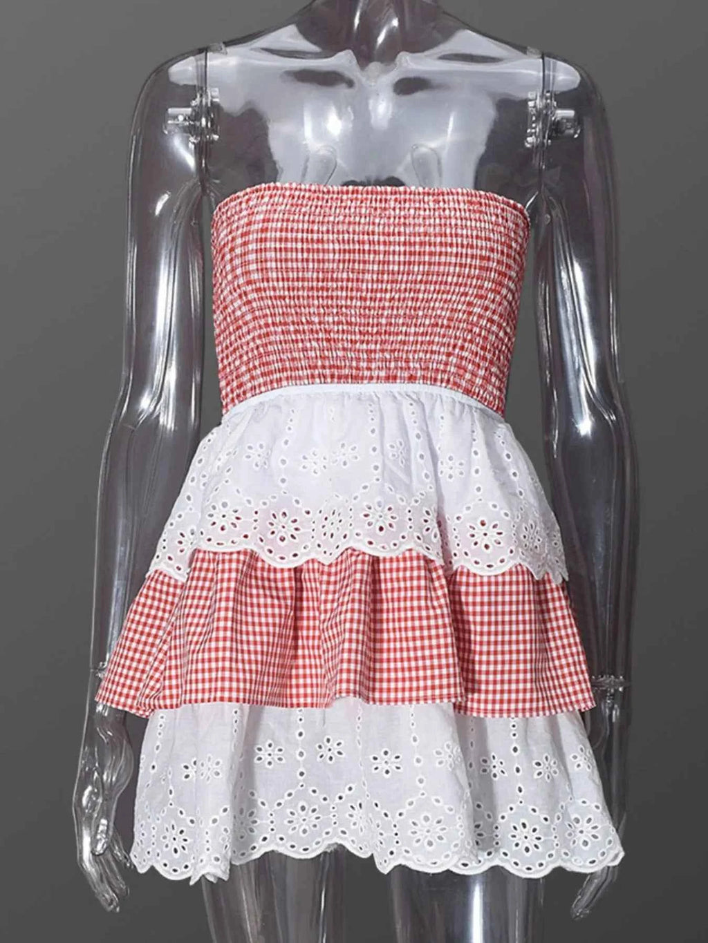 Eyelet Gingham Ruffle Layered Tube Dress 31daa2bc-e9ed-4f77-b7a3-a9a647ff6c4a-Max-Origin