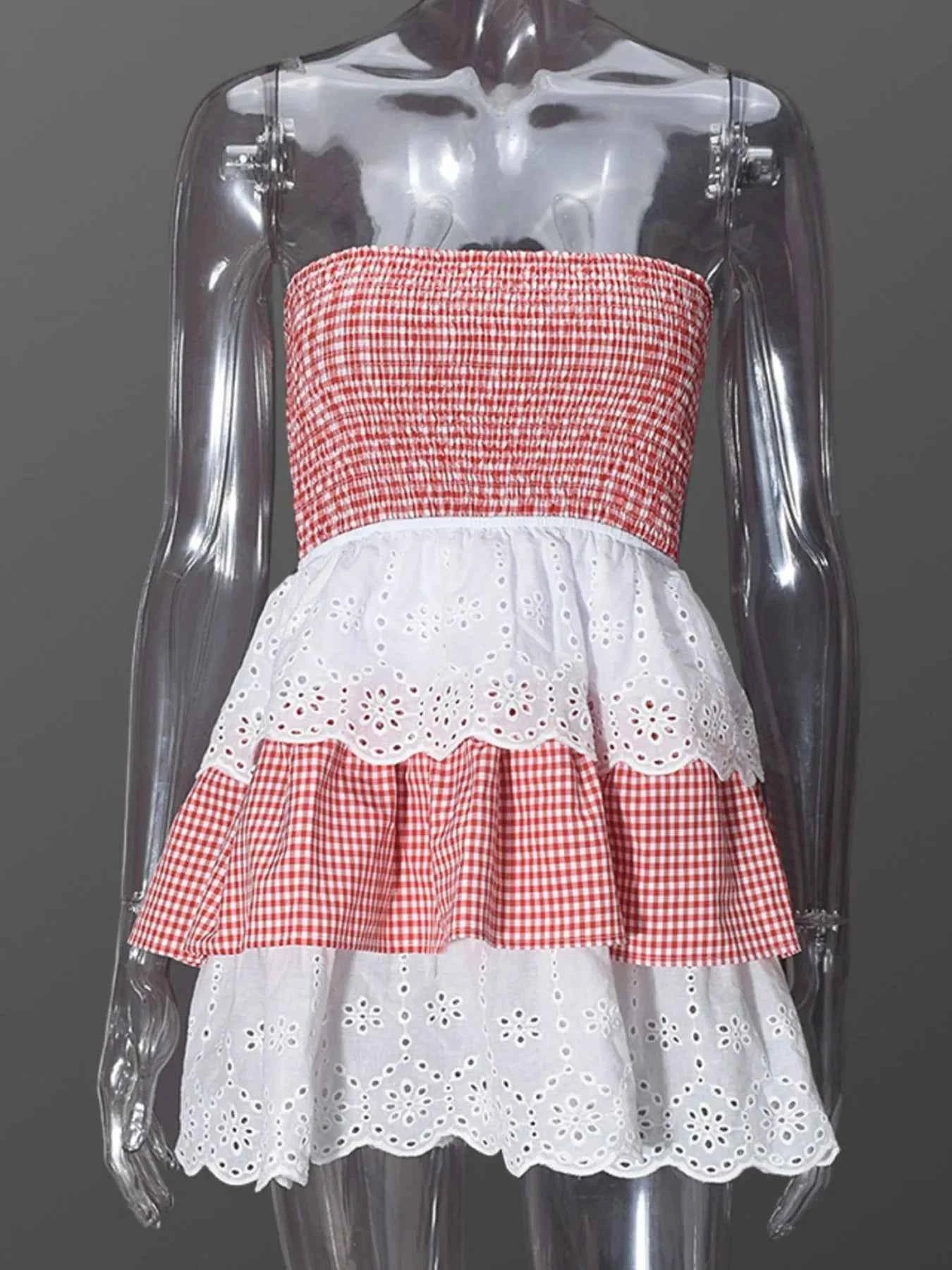 Eyelet Gingham Ruffle Layered Tube Dress 31daa2bc-e9ed-4f77-b7a3-a9a647ff6c4a-Max-Origin