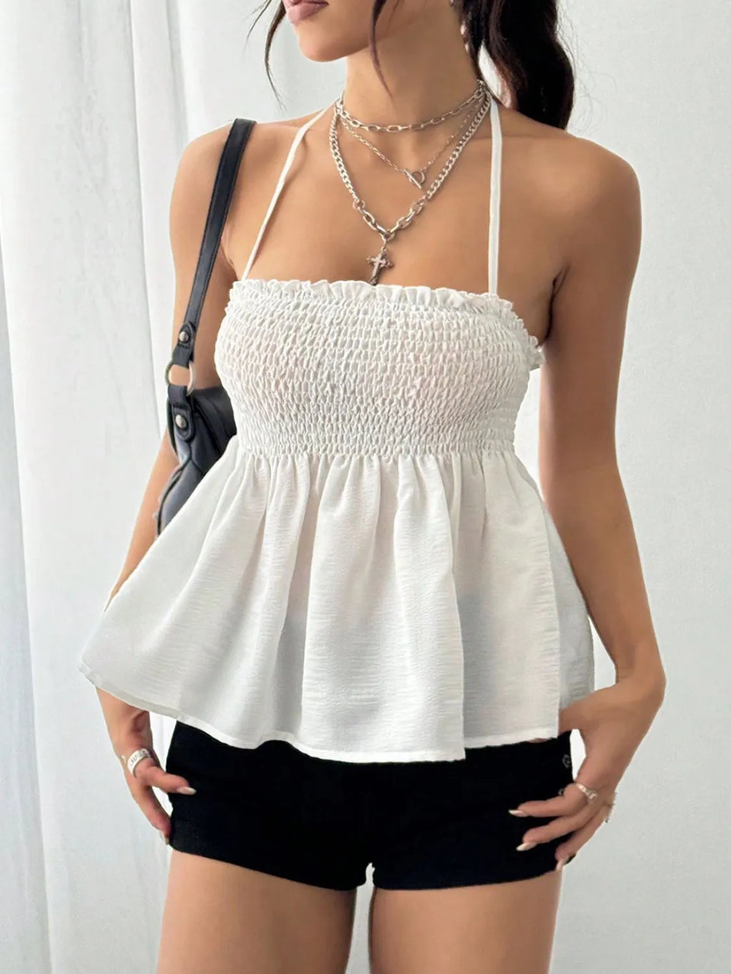 Smocked Frill Halter Neck Cami 31ed8384-df83-426f-a131-3351884efb91-Max-Origin