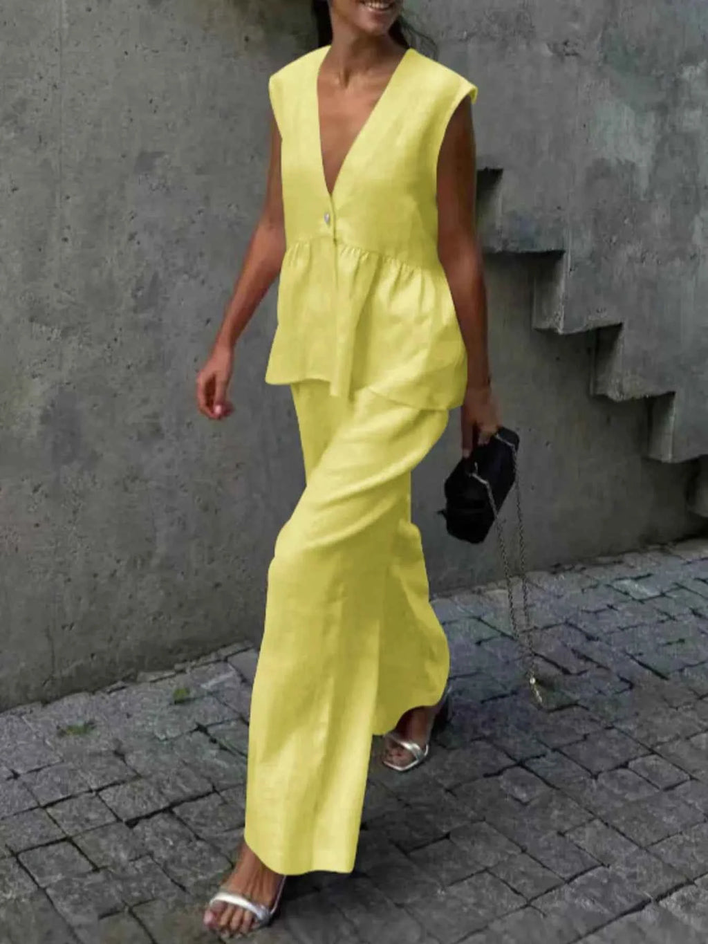 Button Down Peplum Vest and Pants Set 31f36a4b-0788-4124-b818-e395a7eb357b-Max-Origin