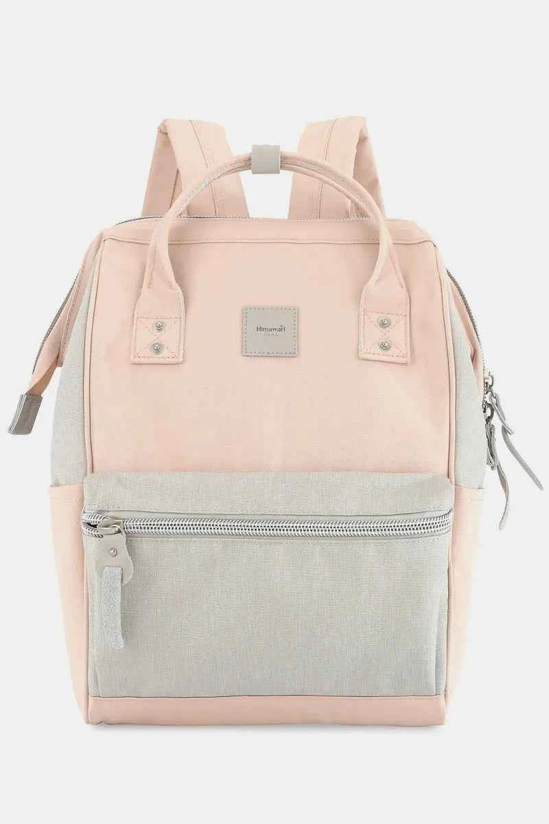 Himawari Water Resistant Canvas Backpack Bag with Side Pockets Grey Pink One Size 3228b408-ad19-4b69-bf70-c76728230795-Max