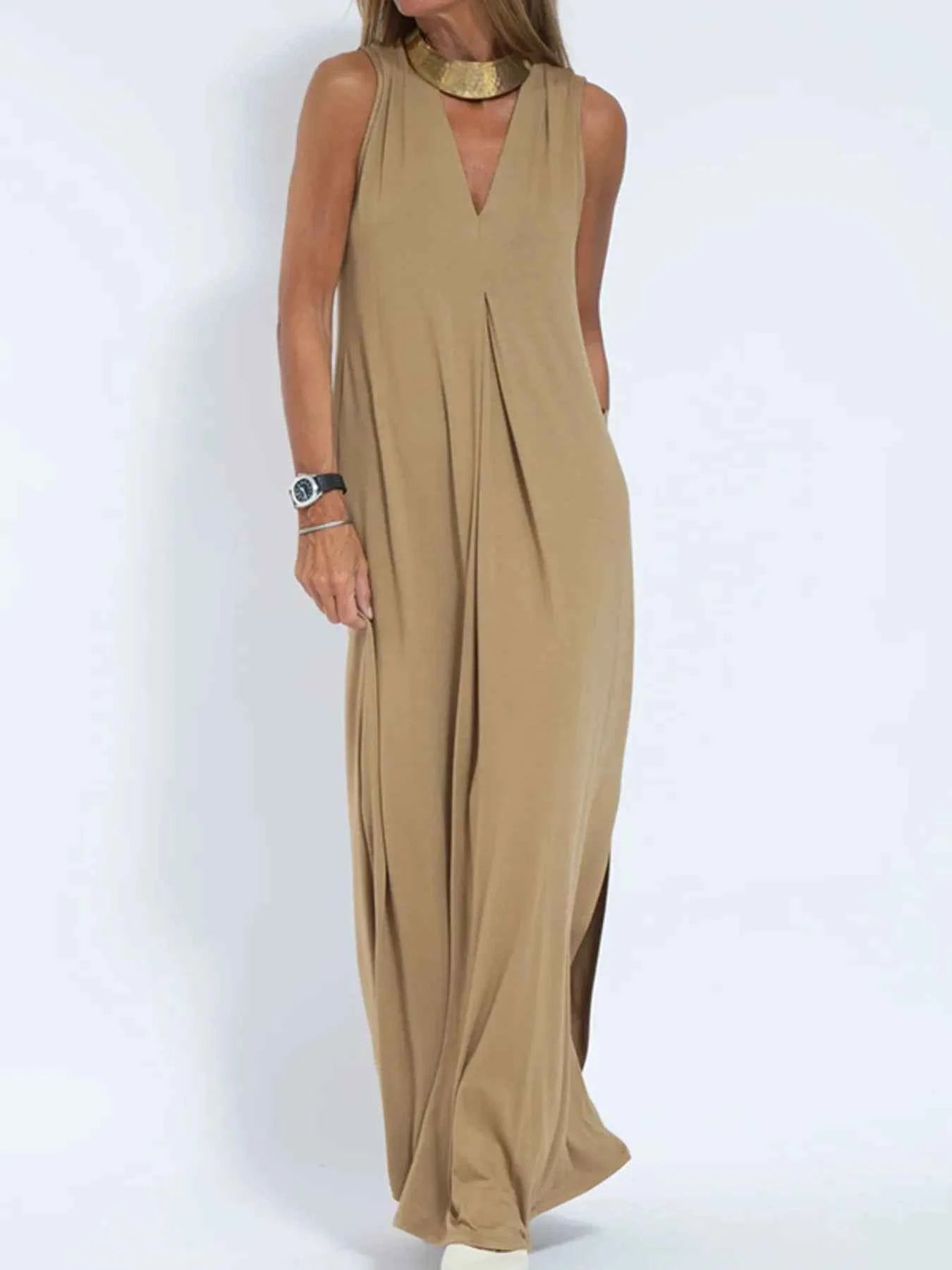 Full Size V-Neck Sleeveless Maxi Dress with Slit Plus Size 328b24c9aa08408c88242c840c80194a-Max-Origin