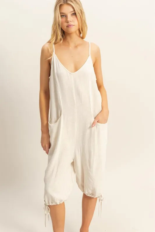 HYFVE V-Neck Pocket Detail Side Tie Hem Romper OATMEAL 328eb26e3c0449a682e6579d17c3c3de-Max-Origin