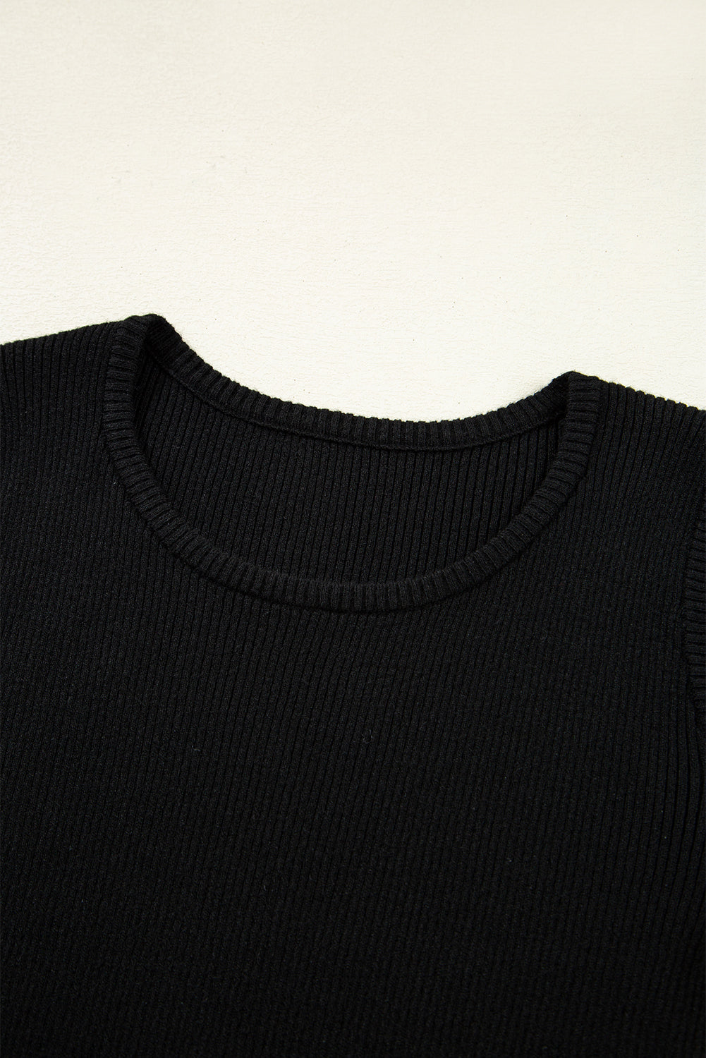 Black Ribbed Knit Cold Shoulder Plain Sweater 32a5330e6da55750