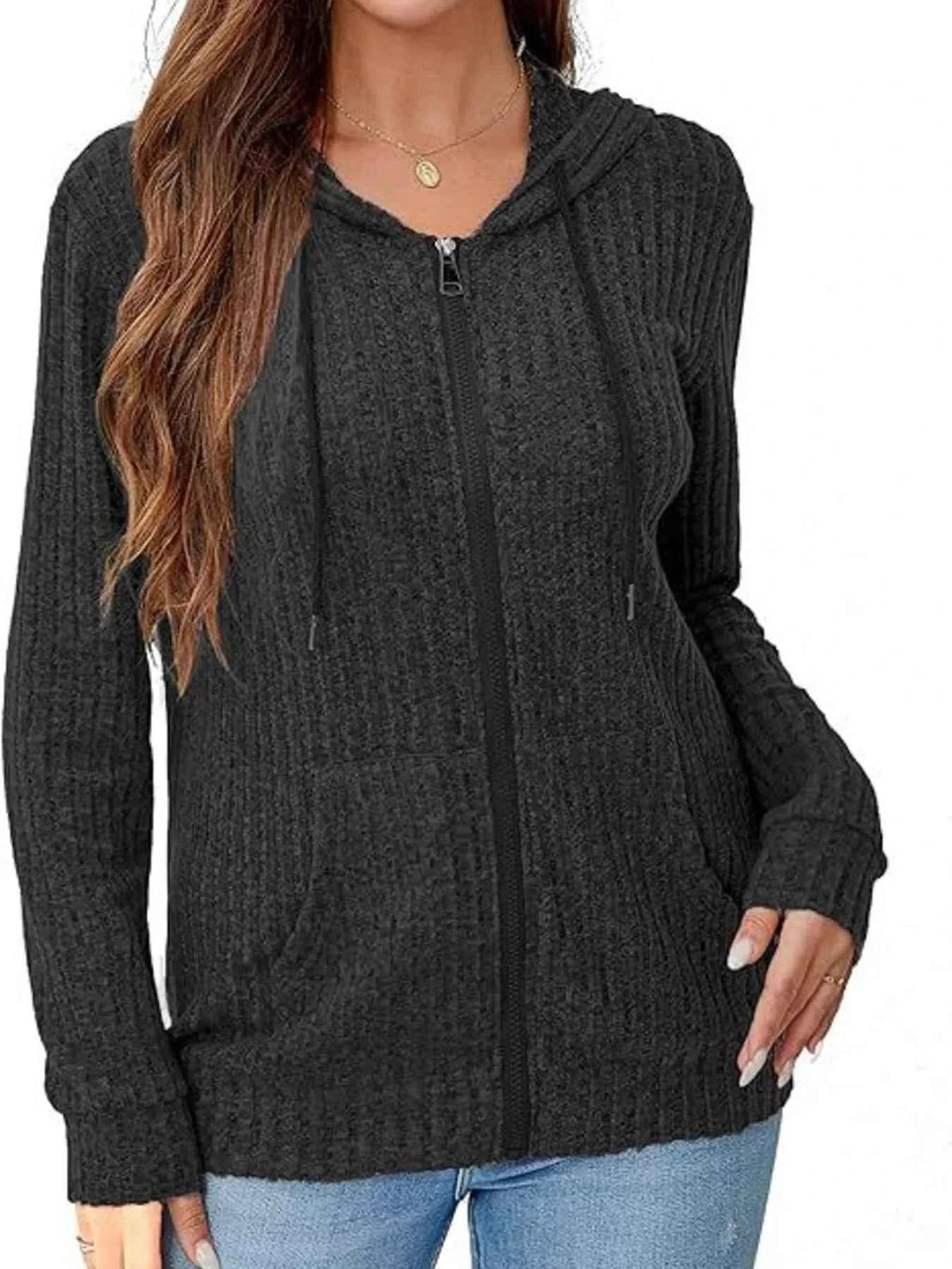 Ribbed Zip Up Hooded Outerwear 32da995dcaef4e7894ca947af7fd6d6f-Max-Origin