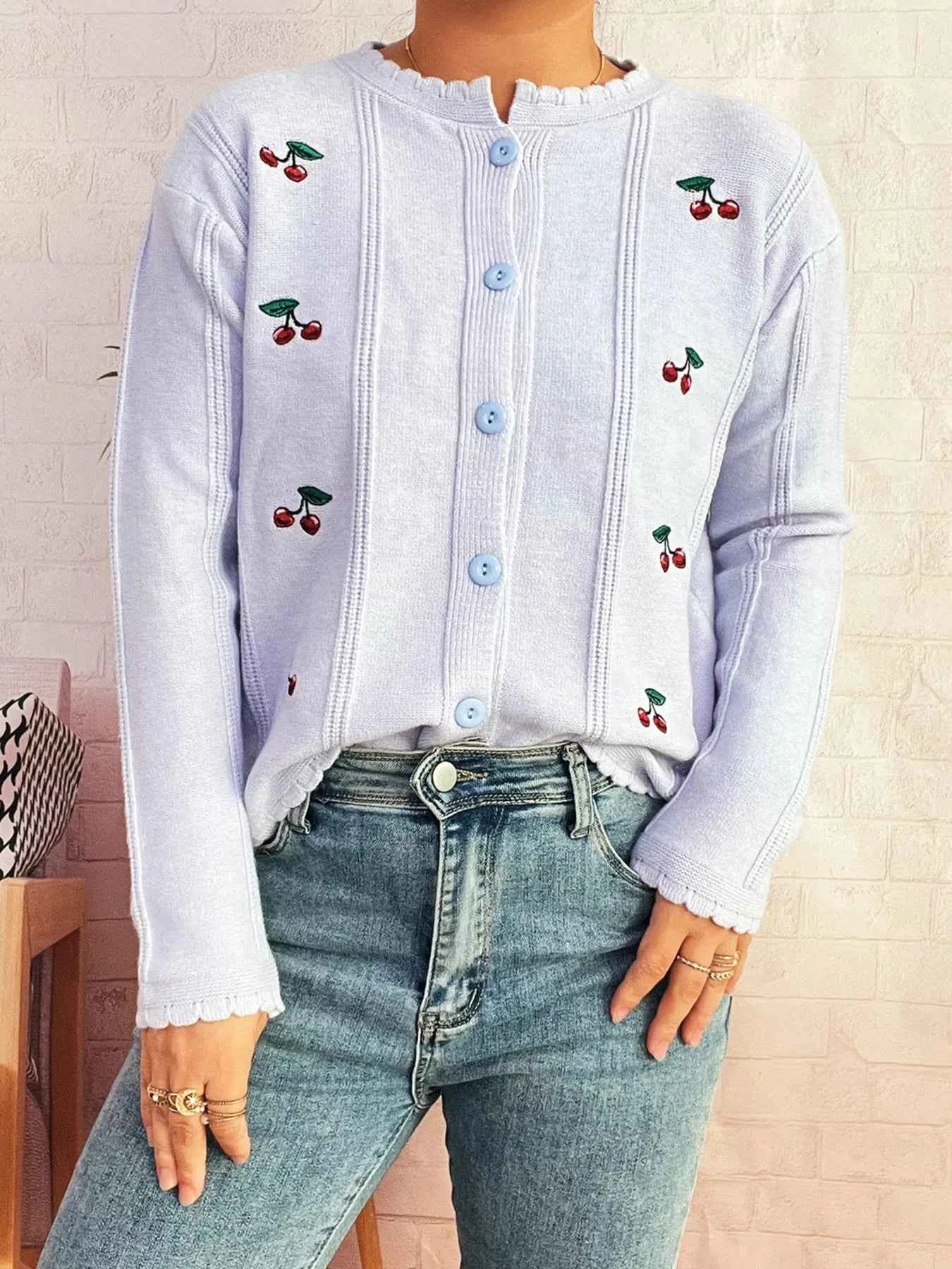Cherry Embroidered Button Up Cardigan 32e1e23077f0433c93347c012e8e1858-Max-Origin