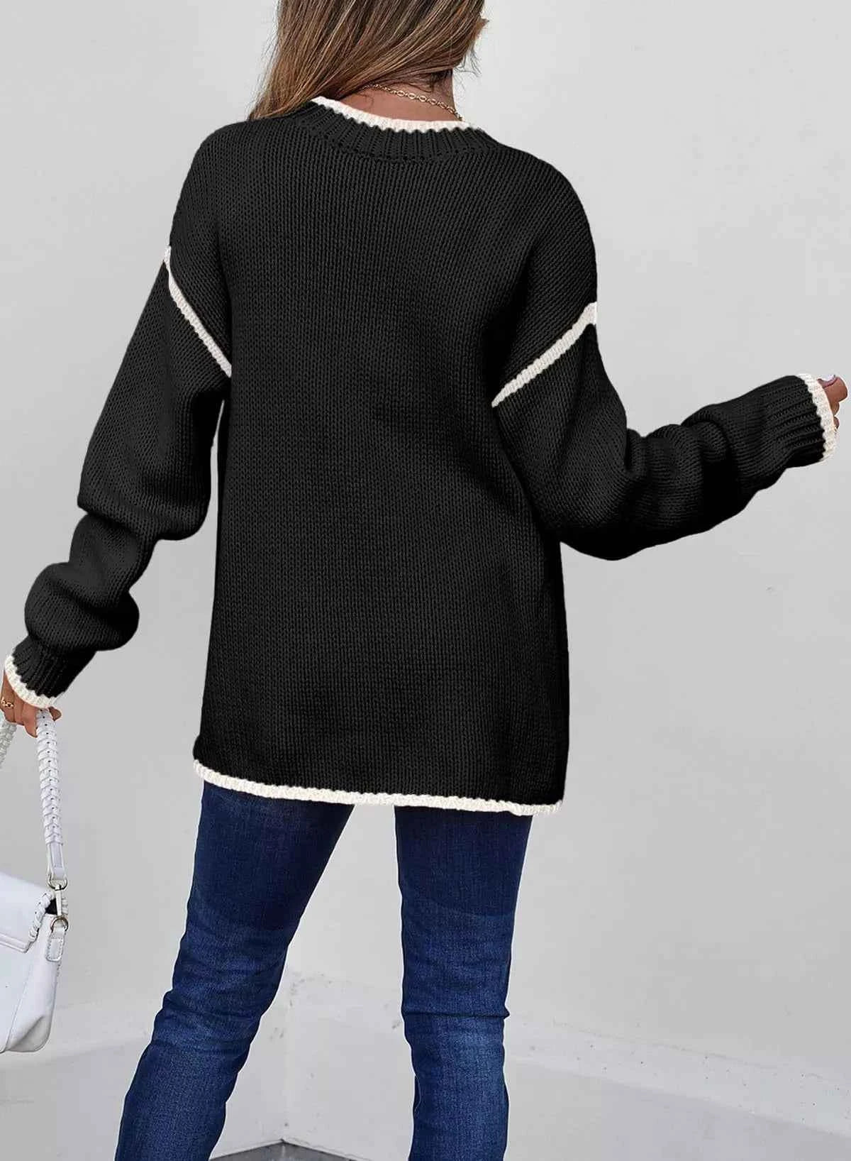 Contrast Trim Long Sleeve Sweater 32eafee9-64fe-4024-937a-1f39149659d0-Max-Origin