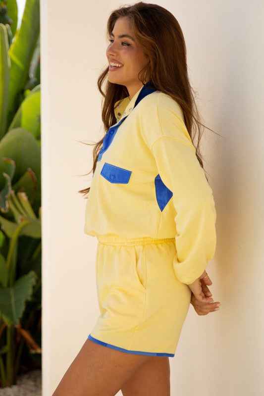 Colorblock Patchwork Pullover and Shorts Set 32ec7c05-766c-488f-90ca-144ef42c47e9
