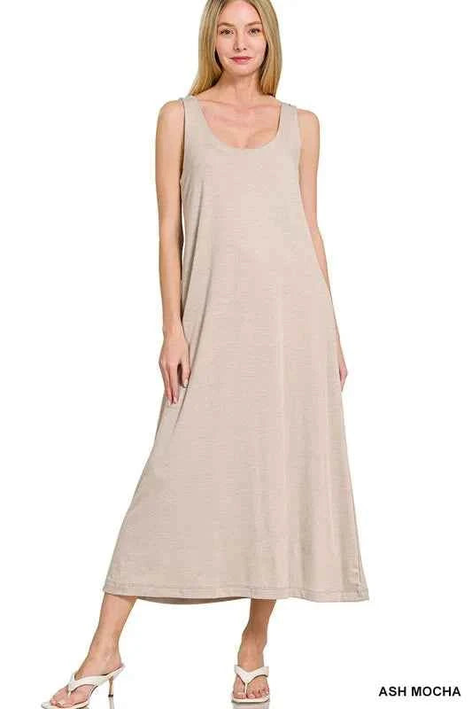 Zenana French Terry Twisted Strap Midi Dress 331981ecd3564790975812b897a5df54-Max-Origin