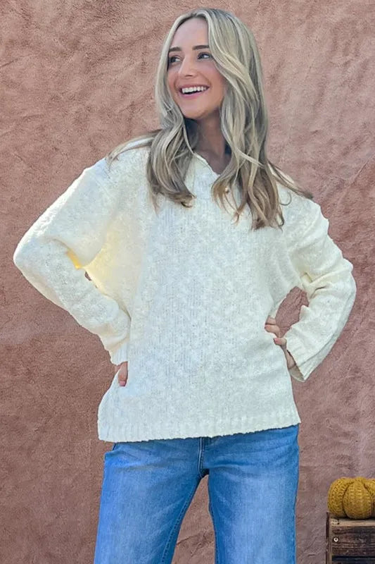 And The Why Textured Basic Collar Neck Sweater Pullover CREAM 3326540ef97b4241826d5e0eb7887798-Max-Origin