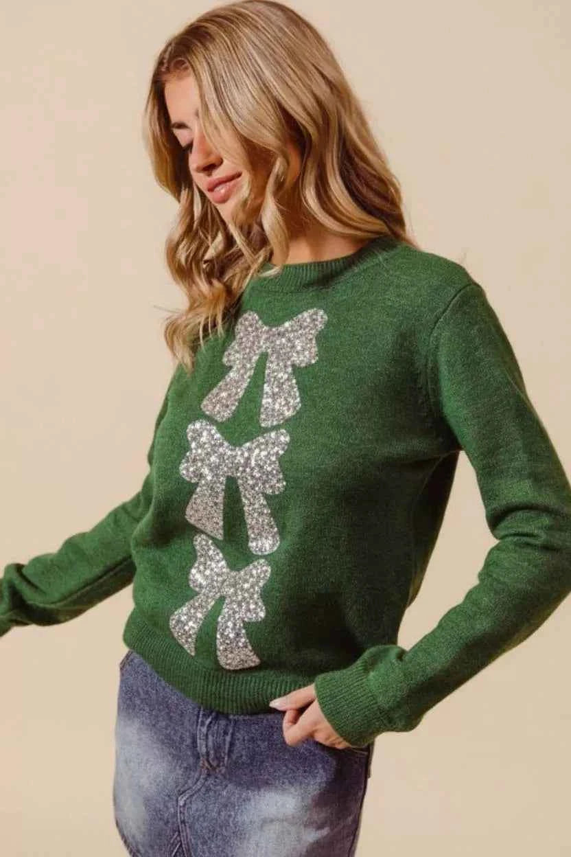 SO ME Sequins Bow Ribbon Embellished Christmas Sweater 33571119-3615-4d4f-9b89-cc381f797392-Max-Origin