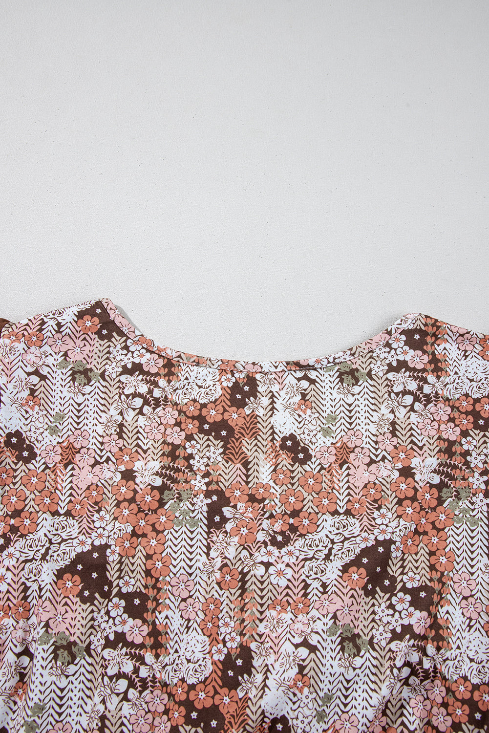 Khaki Floral Patchwork Flowy Sleeve Plus Size Blouse 3385f306c947c69c