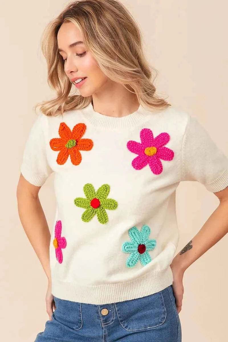 BiBi Crochet Flower Patch Sweater Top 33ccb4ef1a8746cab9fb60c0628ab92a-Max-Origin