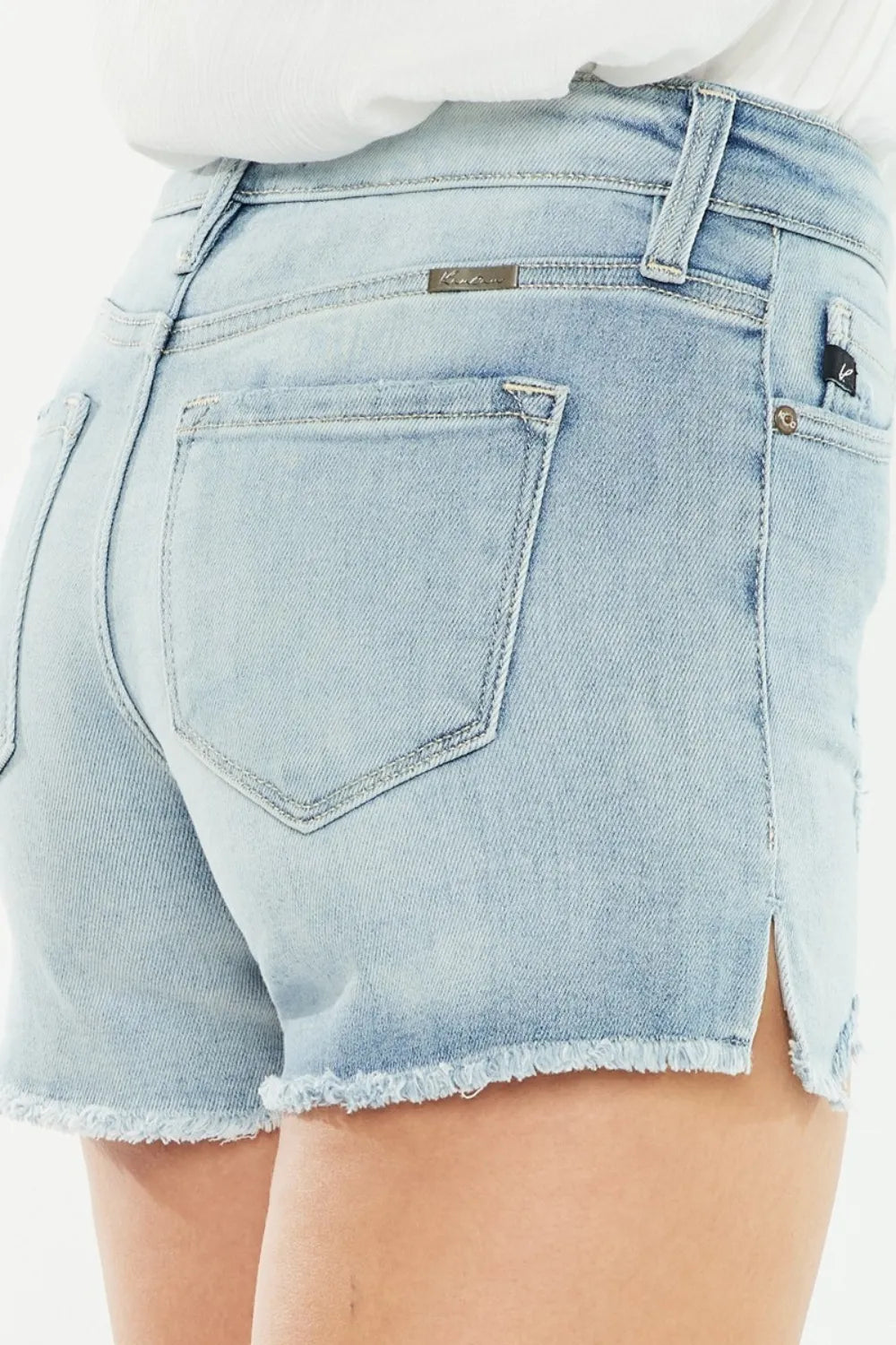 Kancan High Rise Side Slit Denim Shorts 33e60a79-58b9-444e-9591-5b10134e753c-Max