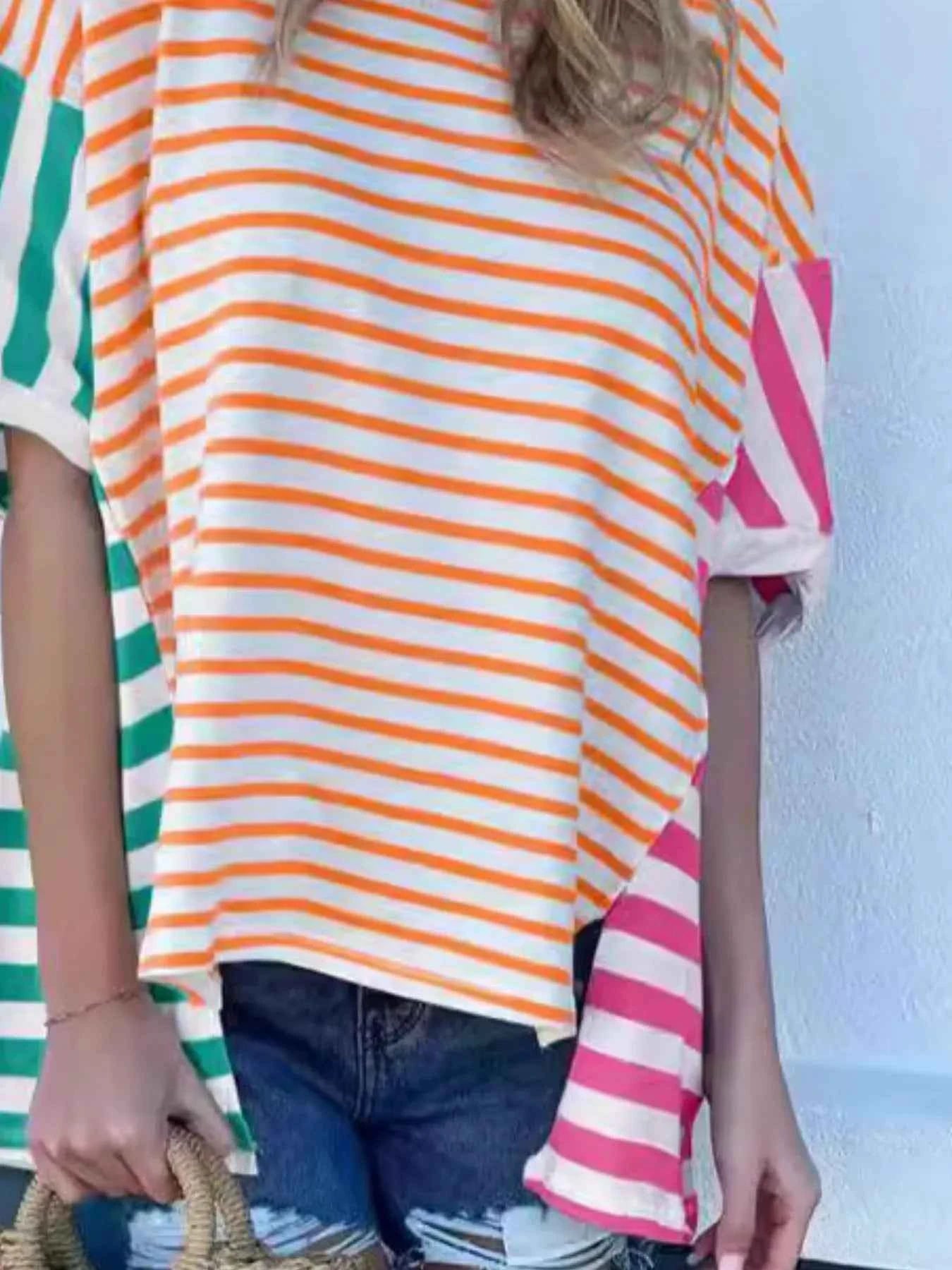 Colorful Striped Oversized T-Shirt 33fe4256-0c5c-47f7-88f6-7c9949d75846-Max-Origin